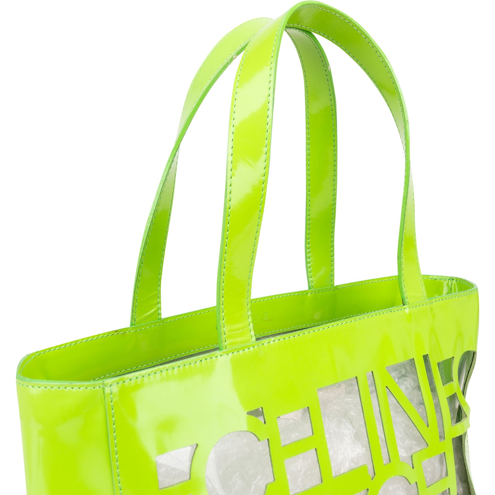 Celine Patent Leather Vertical Transparent Cutout Handbag