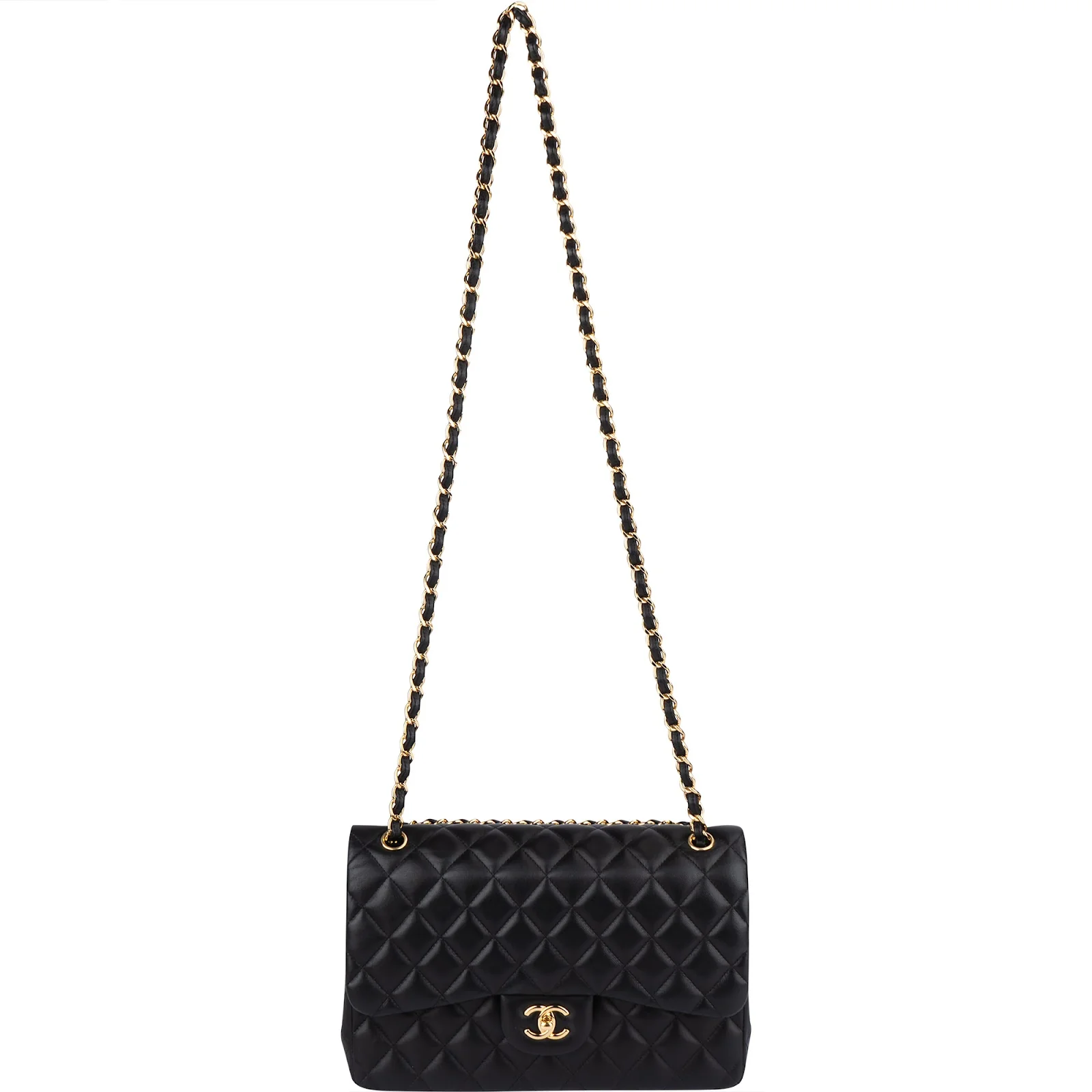 Chanel Quilted Lambskin Jumbo Double Flap Crossbody Bag