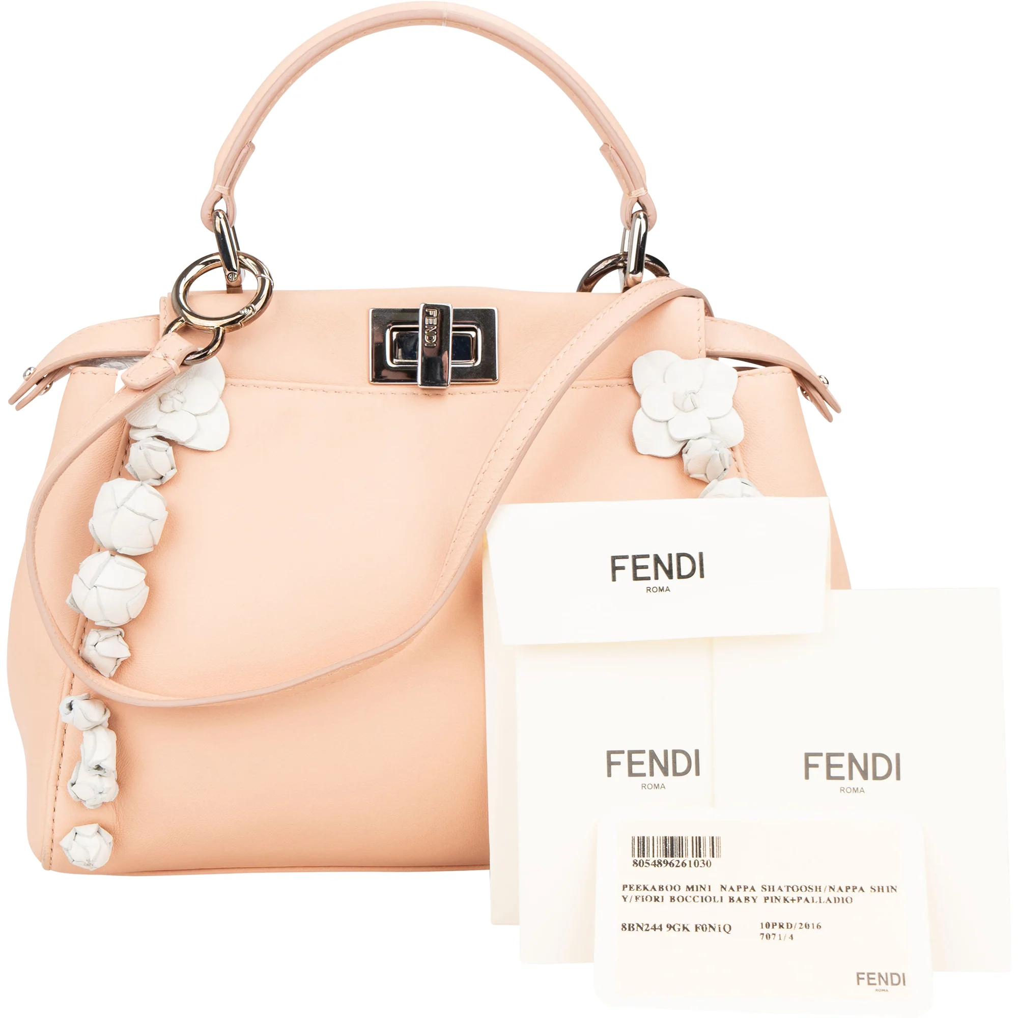 Fendi Nappa Leather Flowering Flower Mini Peekaboo Handbag