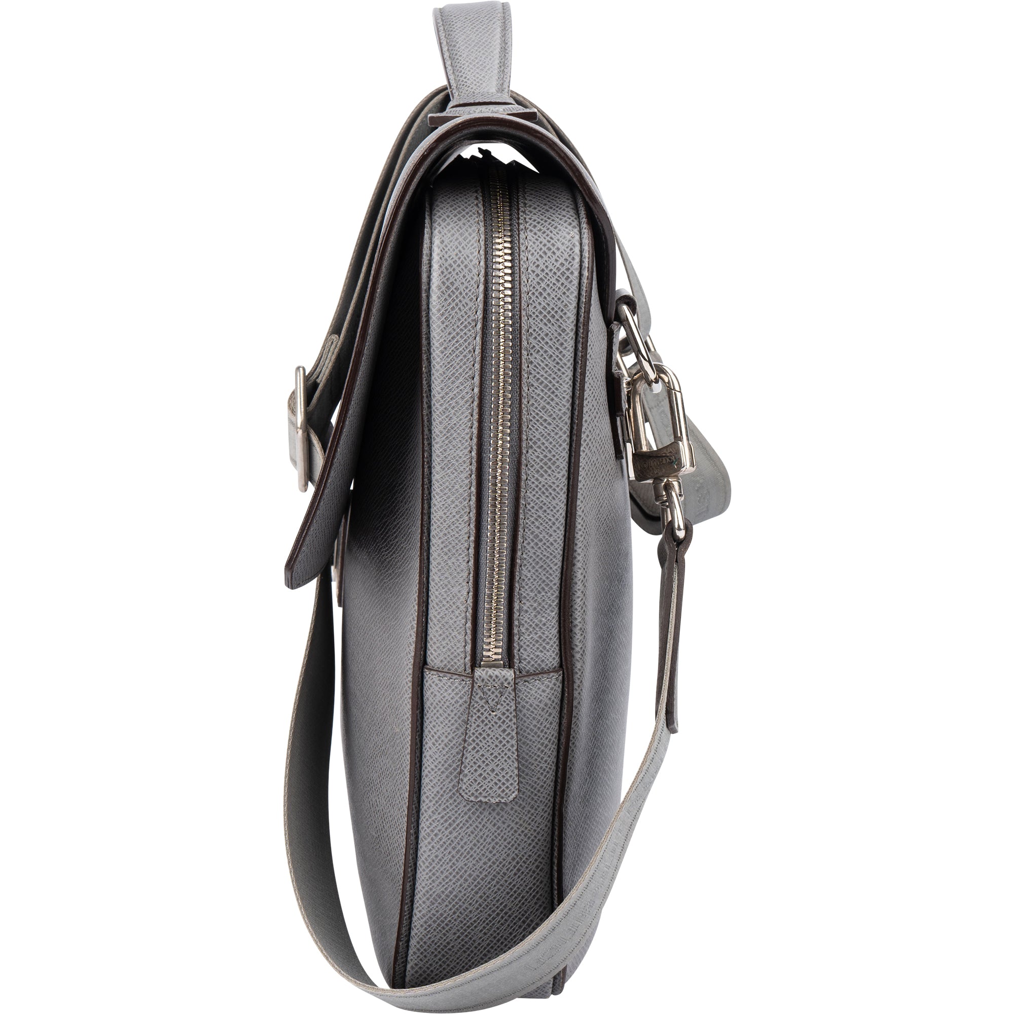 Louis Vuitton Gris Taiga Leather Vassili PM Business Handbag
