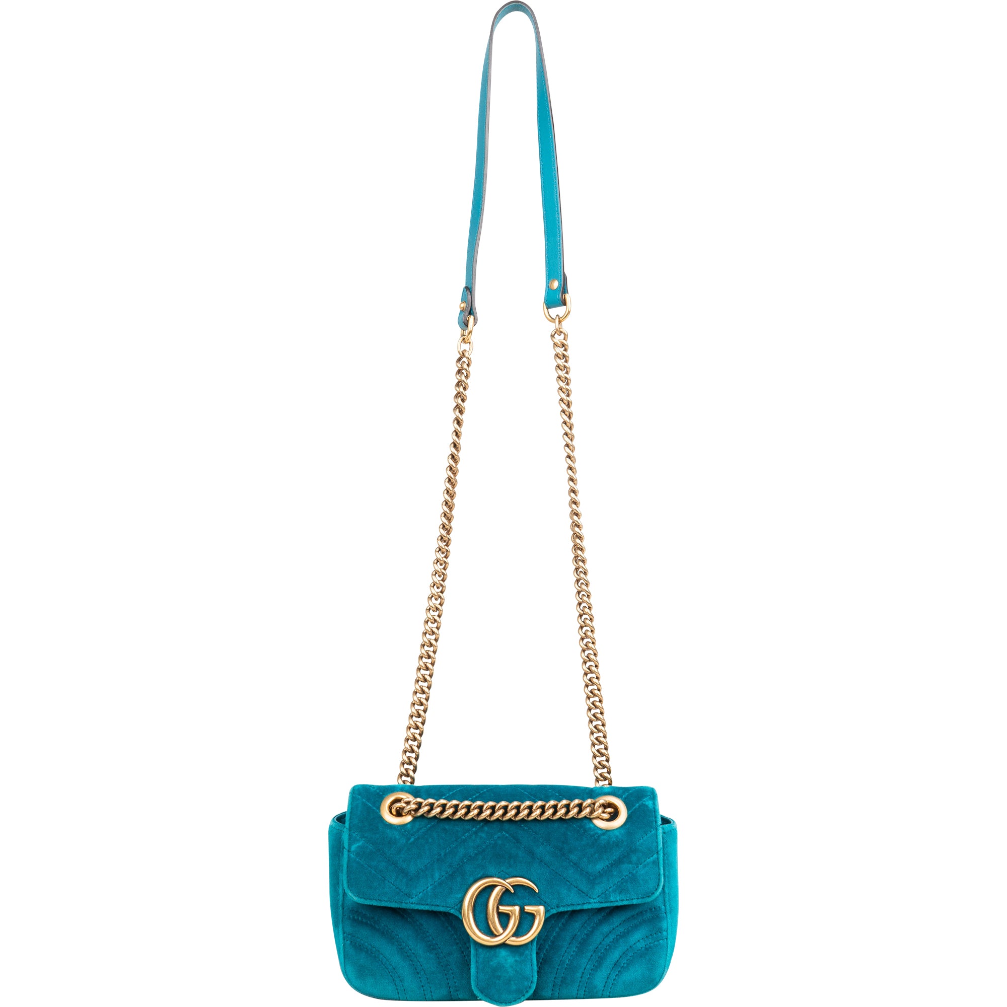Gucci Chevron Velvet GG Marmont Small Crossbody Bag
