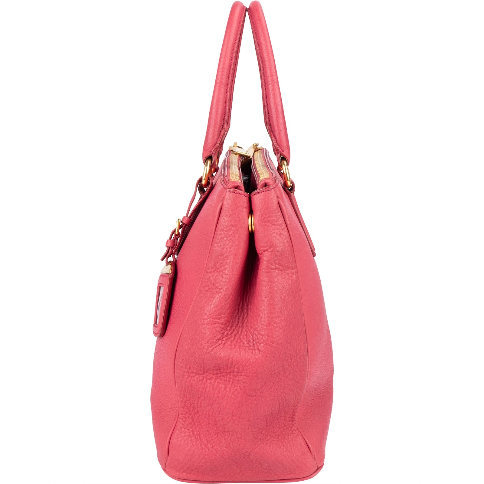 Prada Pink Leather Galleria Double Zip Tote Handbag