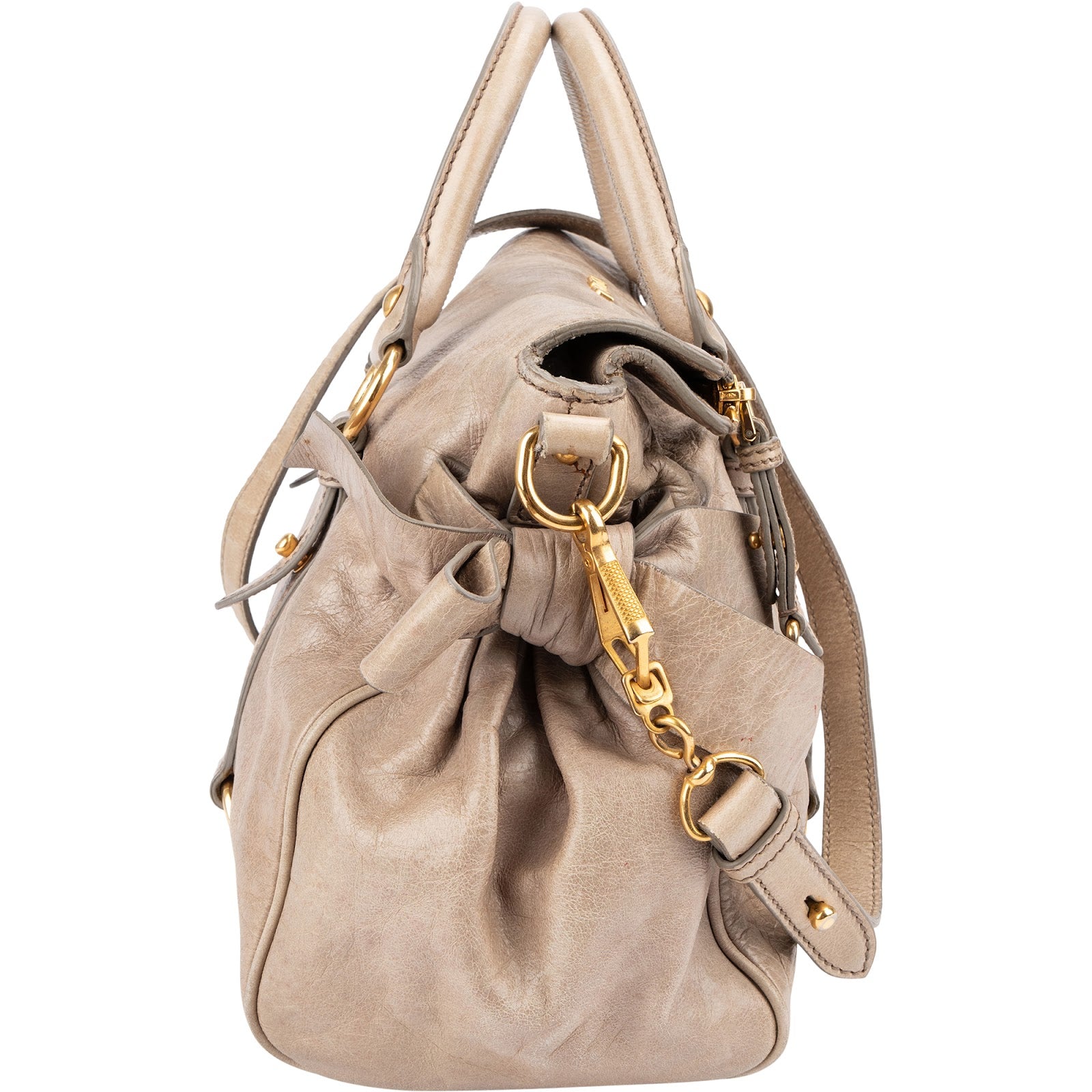 Miu Miu – Vitello Lux leren schoudertas met strik