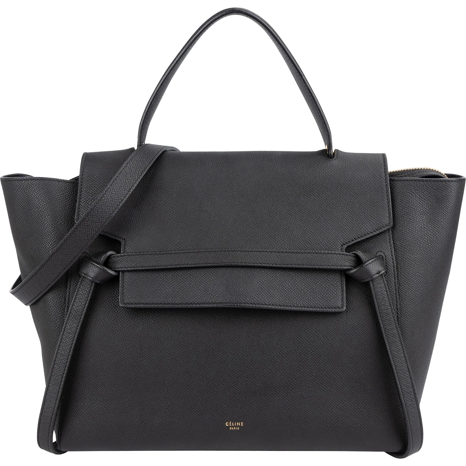 Céline Black Grained Leather Belt Handbag