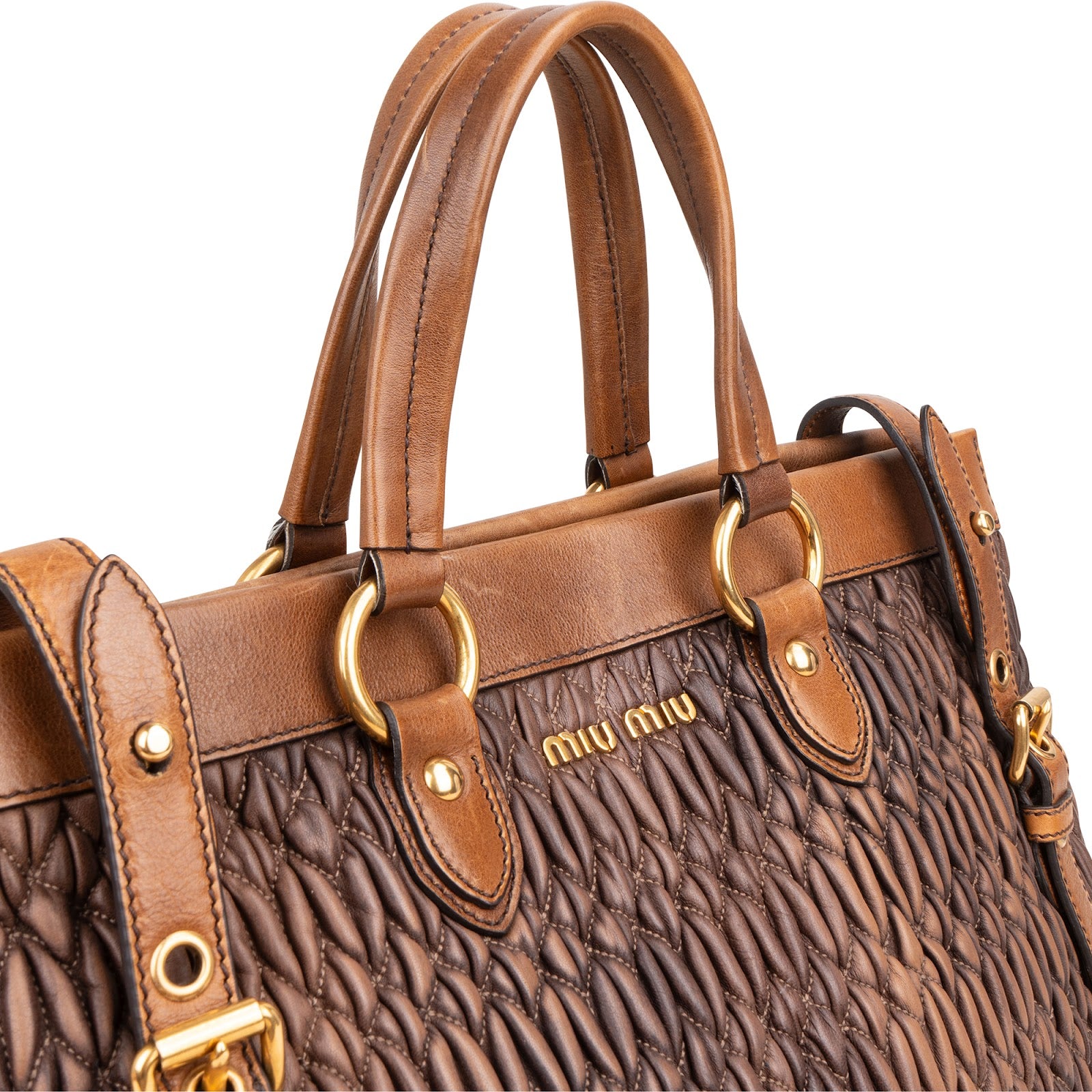 Miu Miu Matelassé Nappa Leather Bicolor Satchel