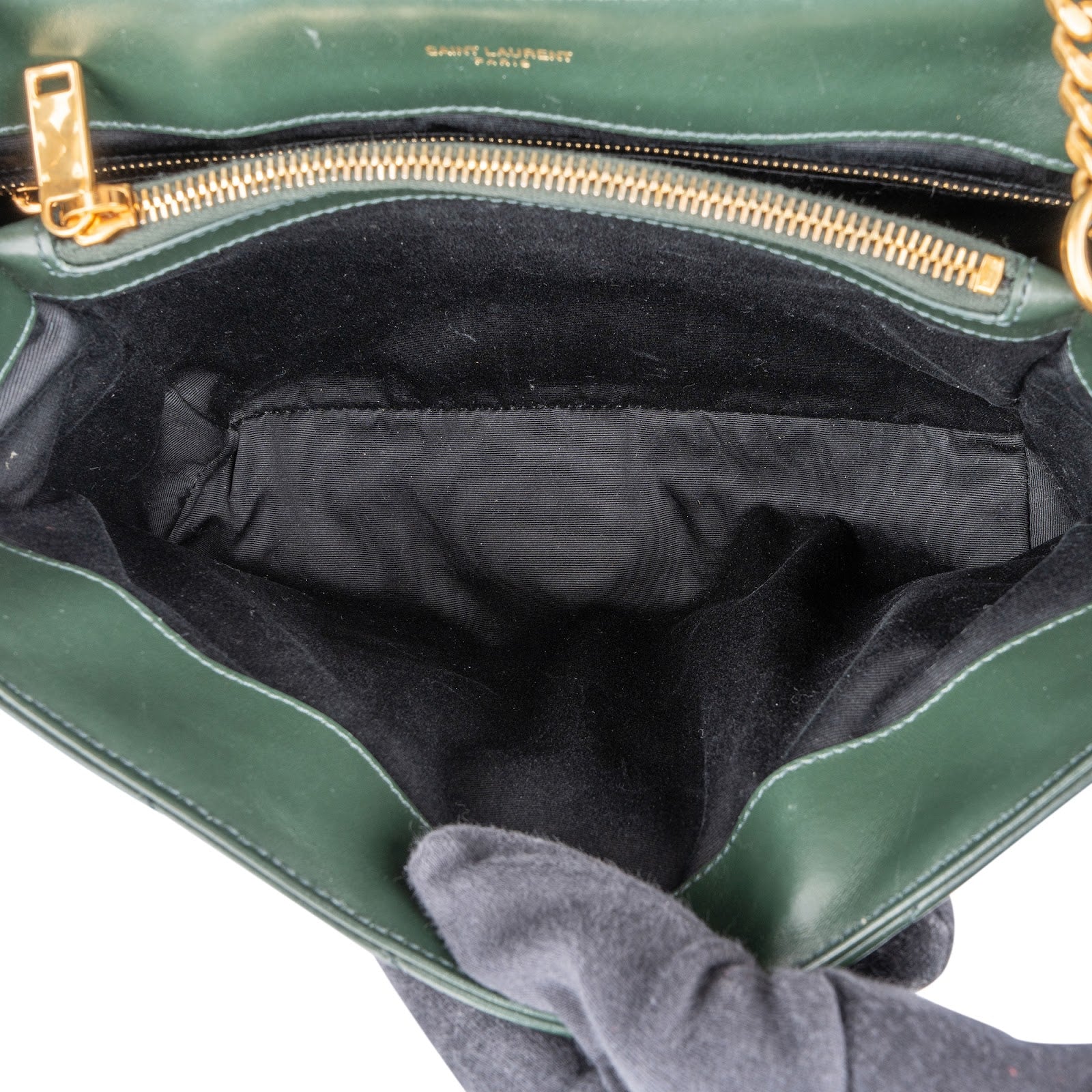 Yves Saint Laurent Dark Green Quilted Calfskin Medium Loulou Schultertasche