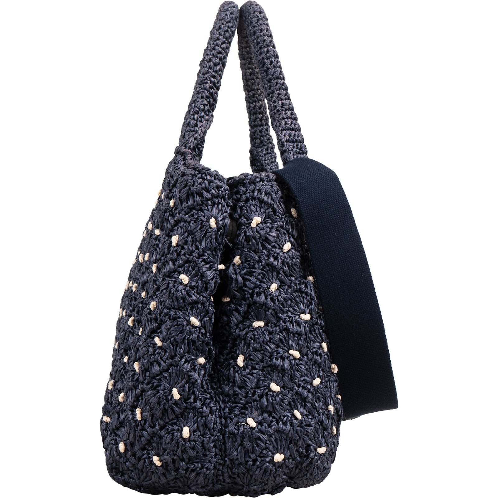 Prada - Woven Raffia Polka-Dot Shoulder Bag