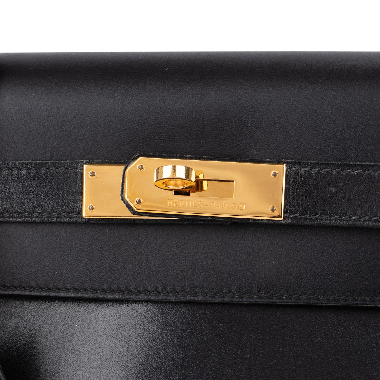 Hermès Noir Box Calf Leather Kelly 32 Handbag