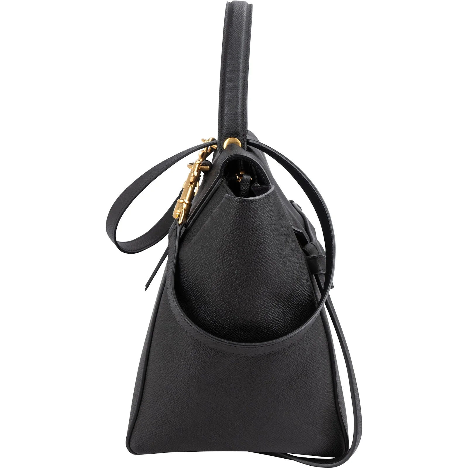 Céline Black Grained Leather Belt Handbag