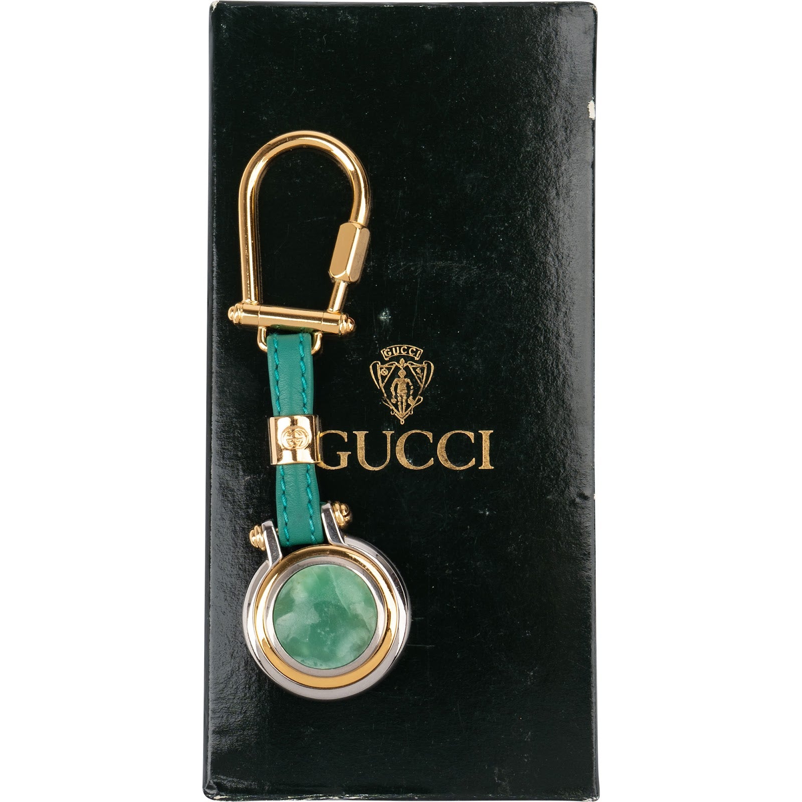 GUCCI - Porte-clés vintage avec emblème GG en pierres