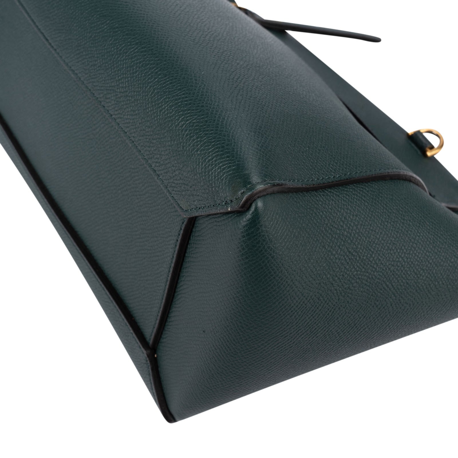 Celine Dark Green Grained Calfskin Belt Nano Handbag