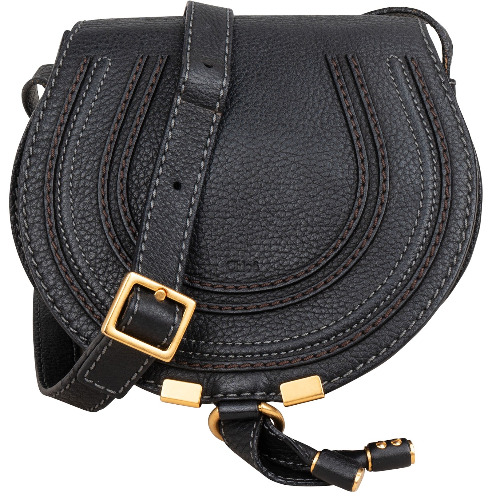 Chloé Grained Calfskin Marcie Mini Saddle Crossbody Bag