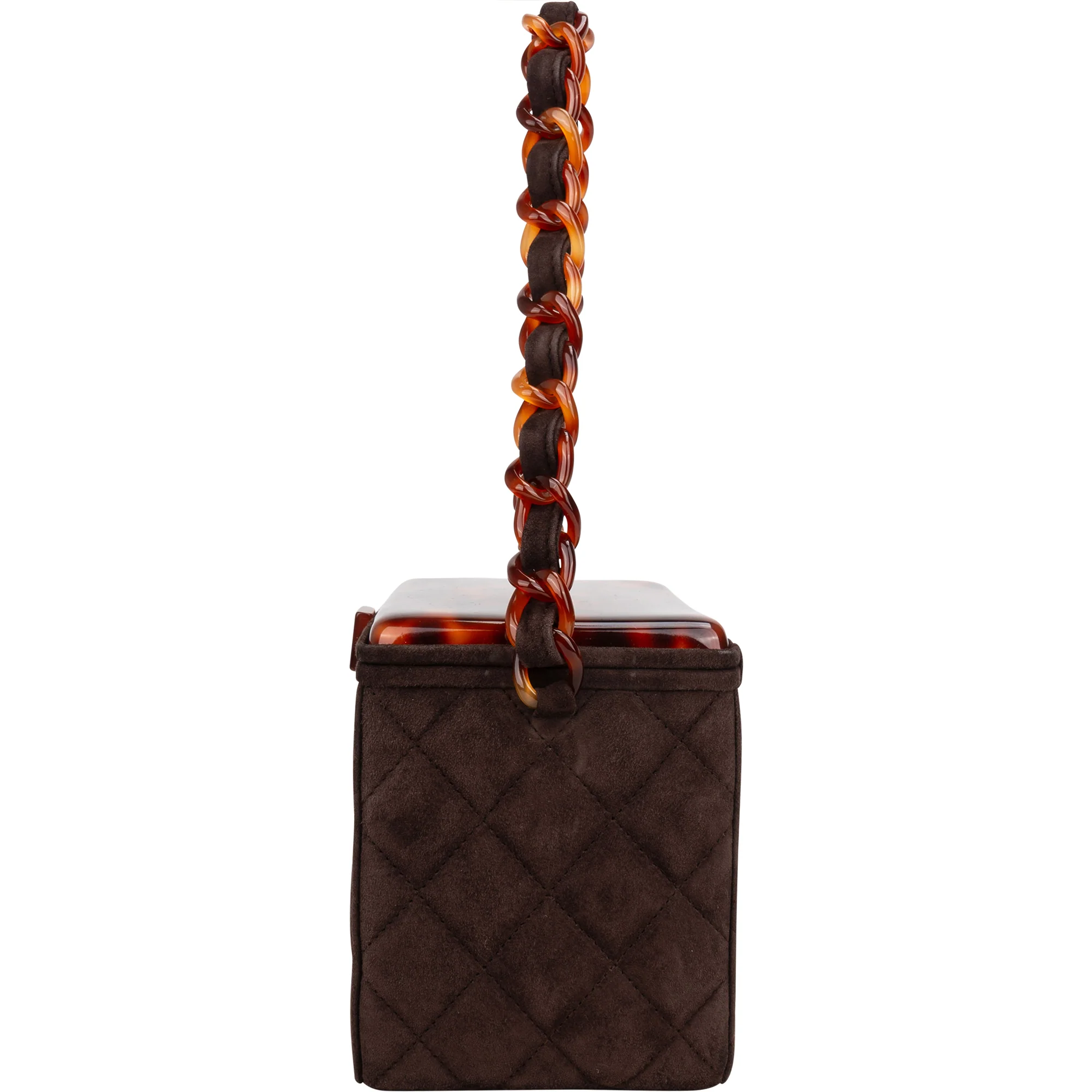 Chanel Quilted Suede Acrylic RARE 90s Vanity Handbag