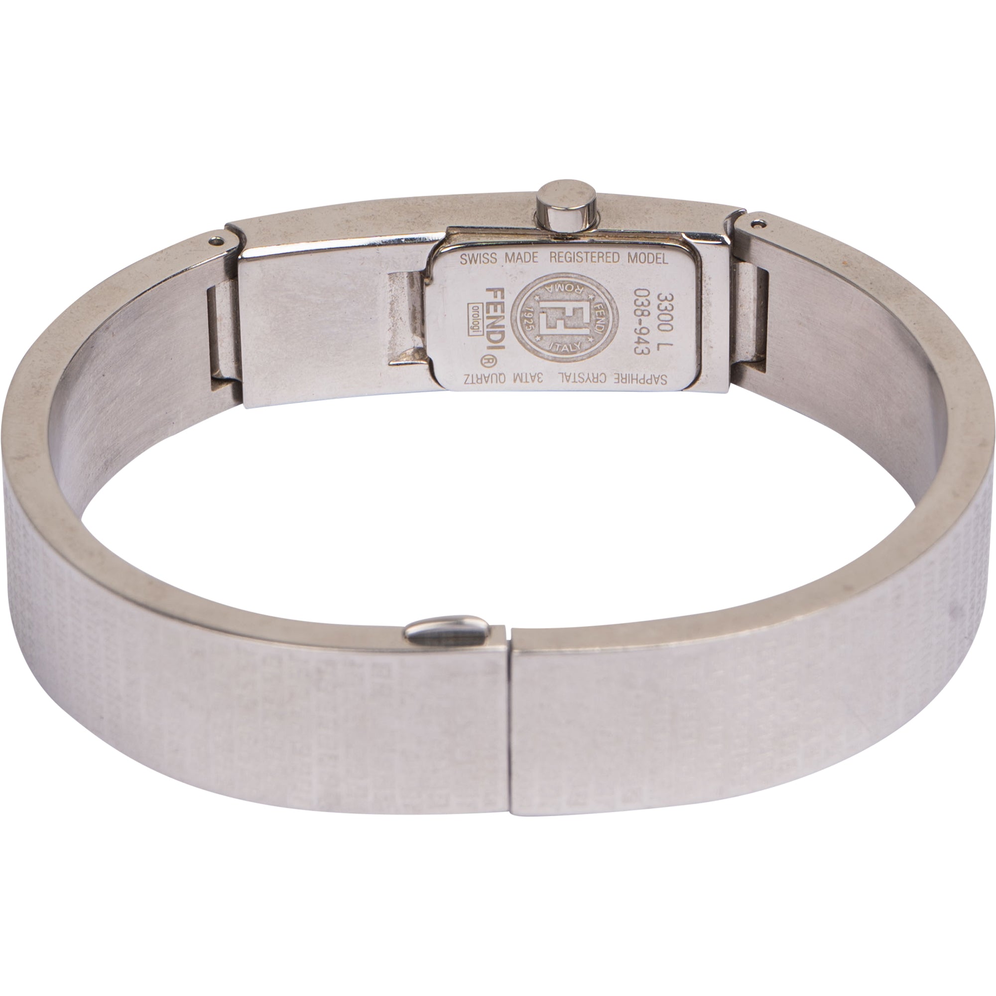 Fendi Monogram Classico Silver Zucca Pattern 3300L Damenuhr