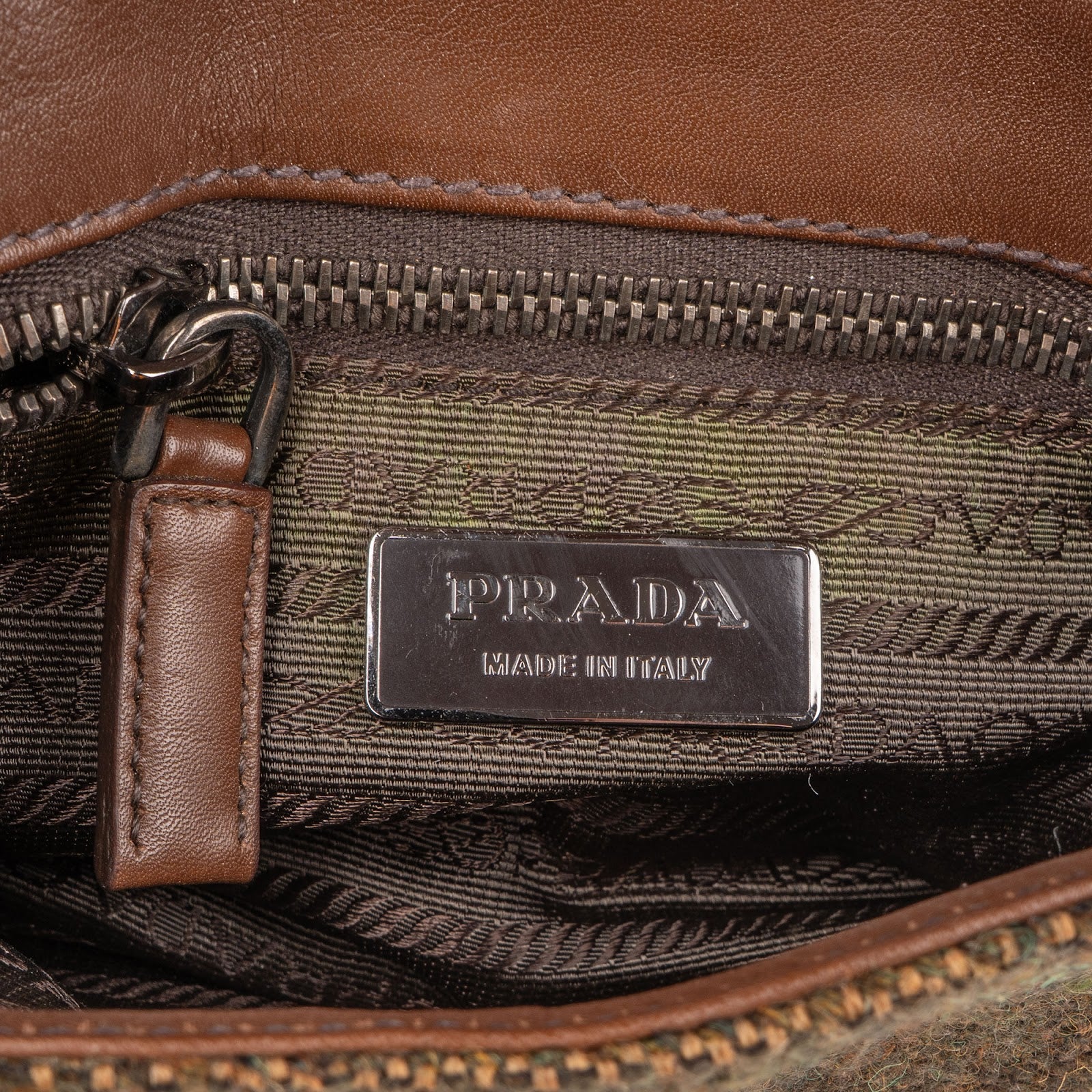 Prada - Tweed Ricamo Visone Mini Flap Shoulder Bag