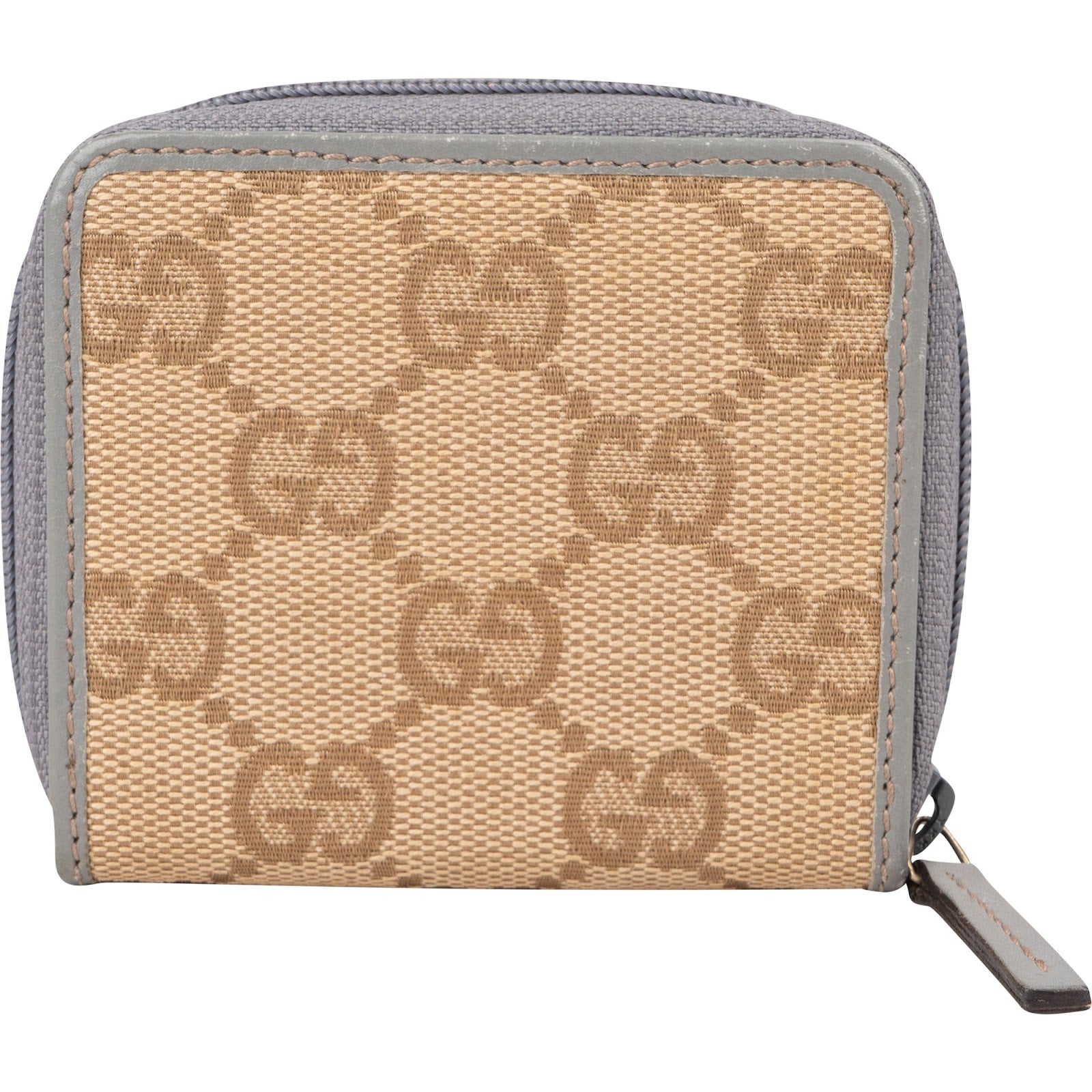 Portfel GUCCI z monogramem GG z płótna, zapinany na zamek błyskawiczny