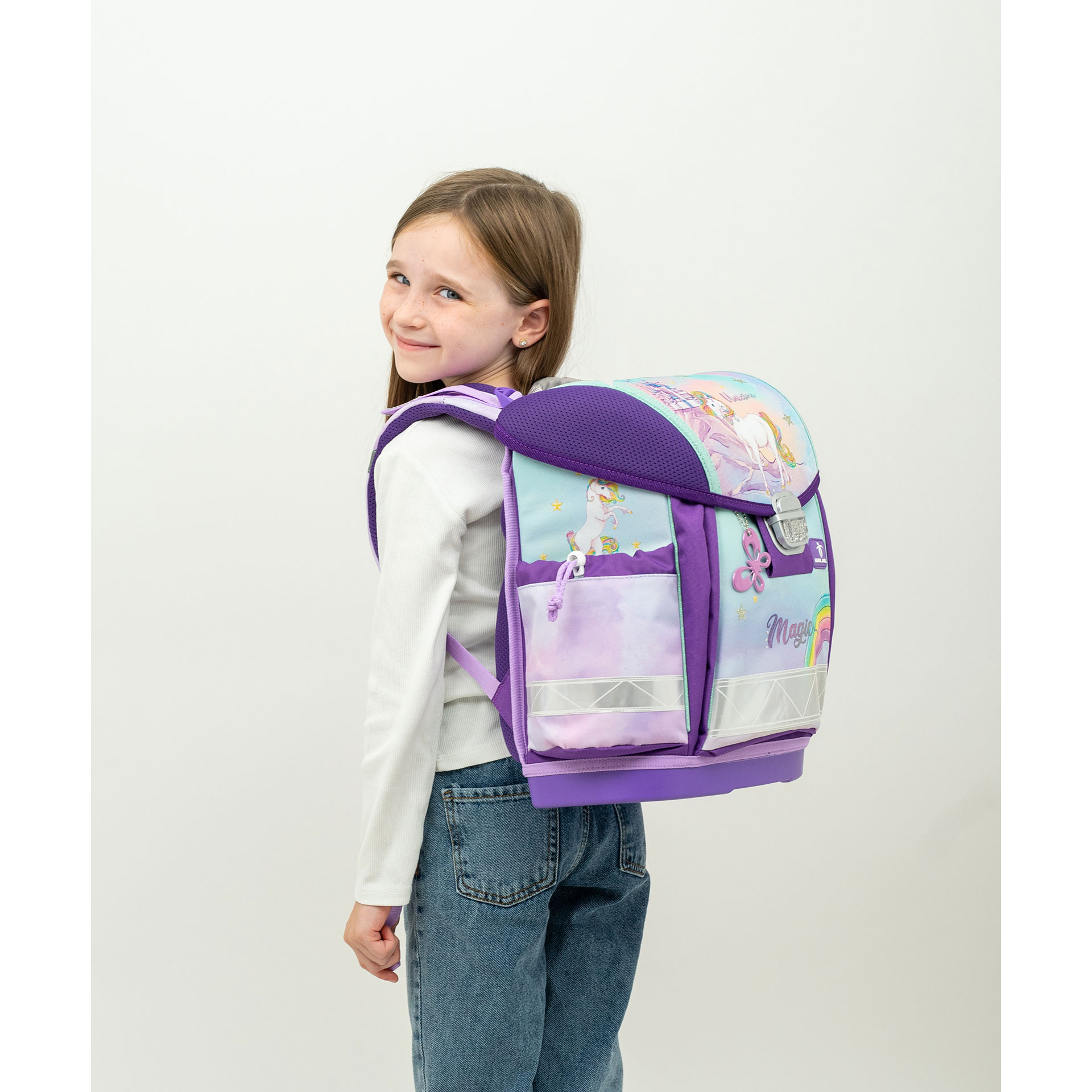 Classy ergonomisches Schulranzen-Set 4-teilig - Rainbow Unicorn Magic 