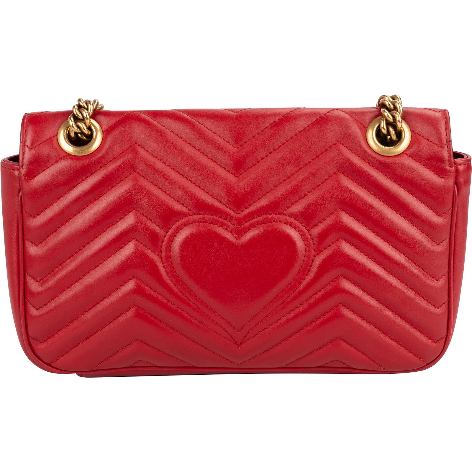 Gucci Red Quilted Leather Marmont GG Small Flap Crossbody Bag