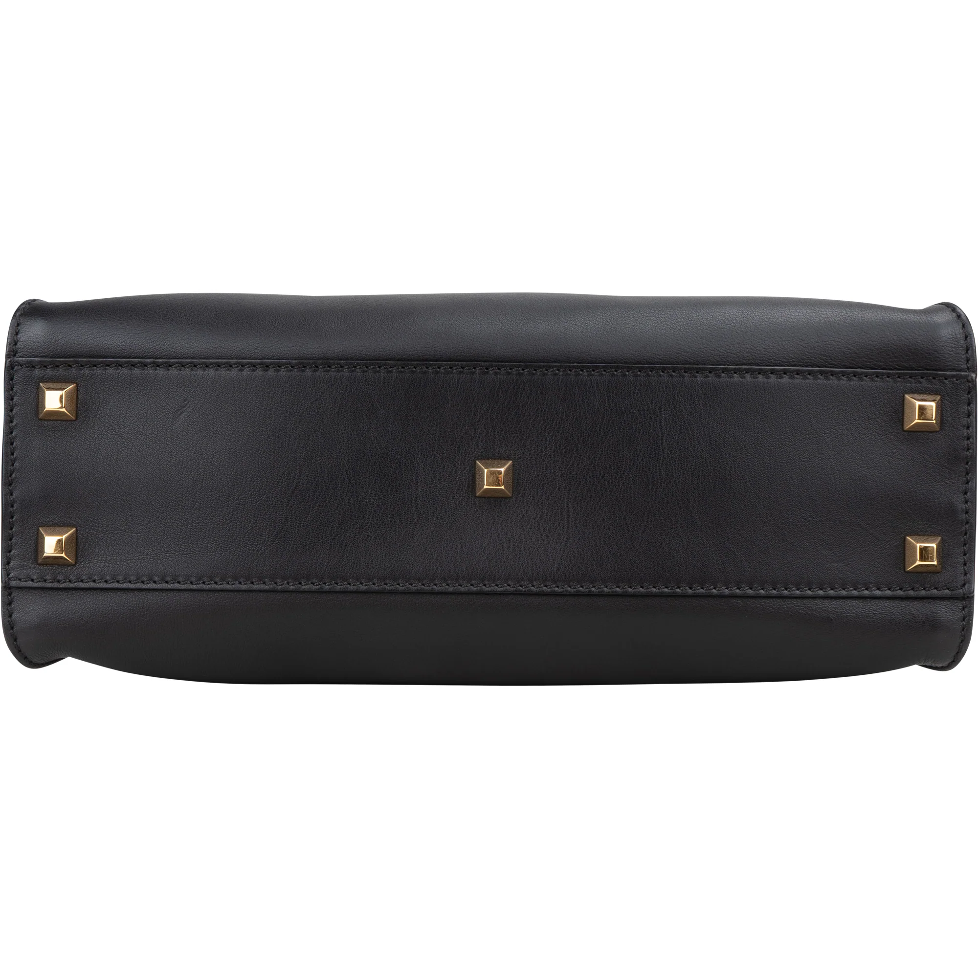 Fendi Noir Leather Gold Edition Spikes Peekaboo Handbag