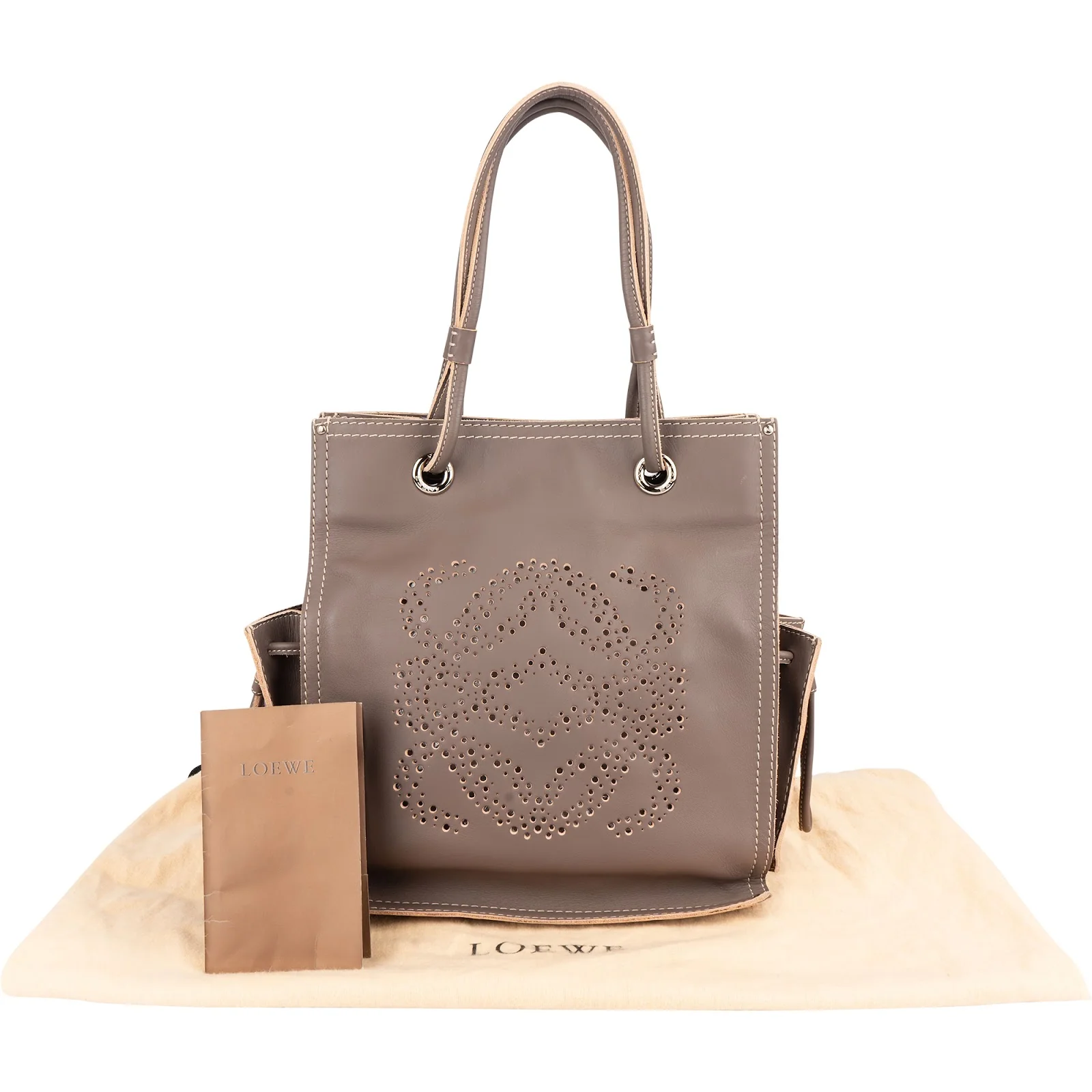Loewe Leather Anagram Perforated Amazona Shopper Tote Handbag