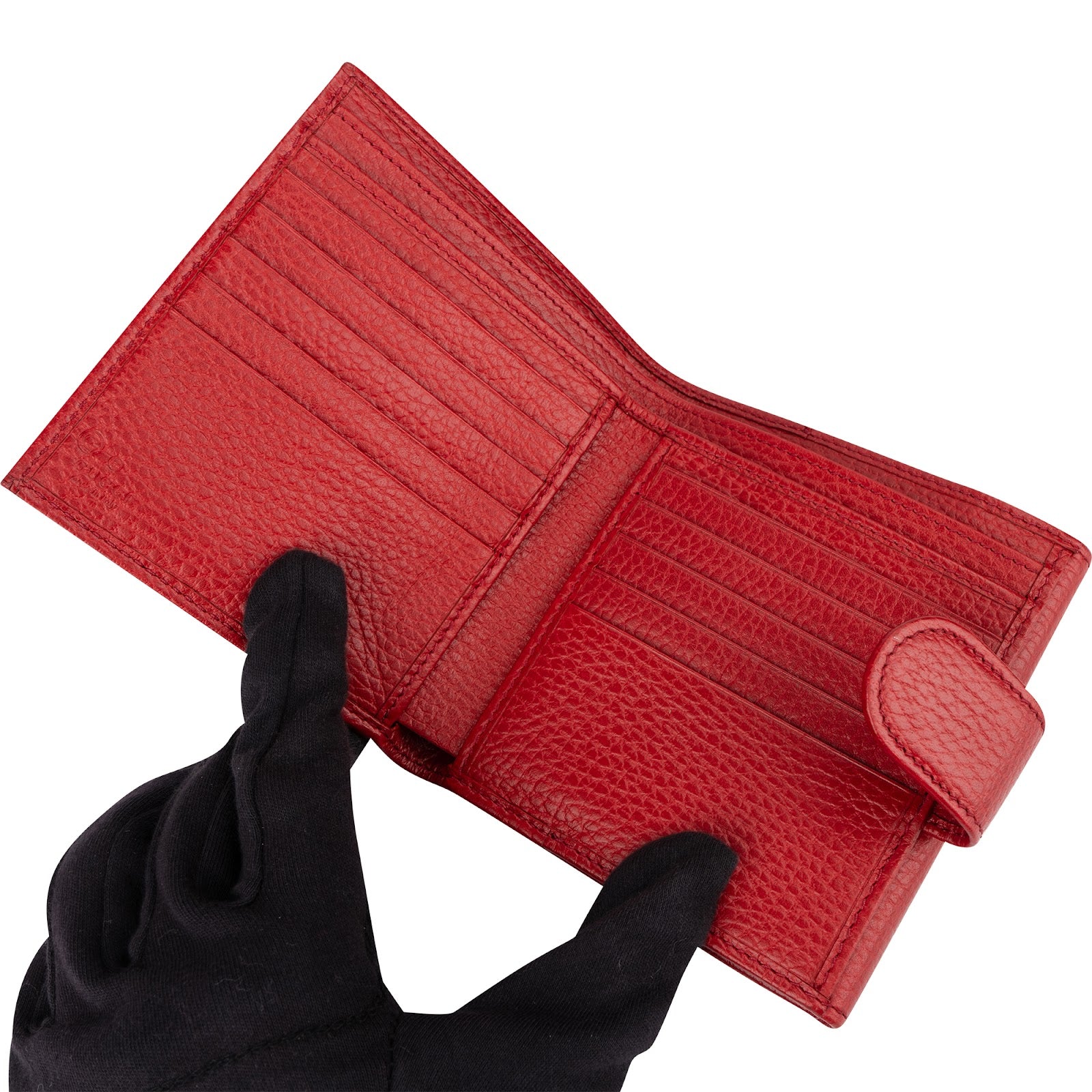 Gucci Pebbled Leather Interlocking G Compact Wallet