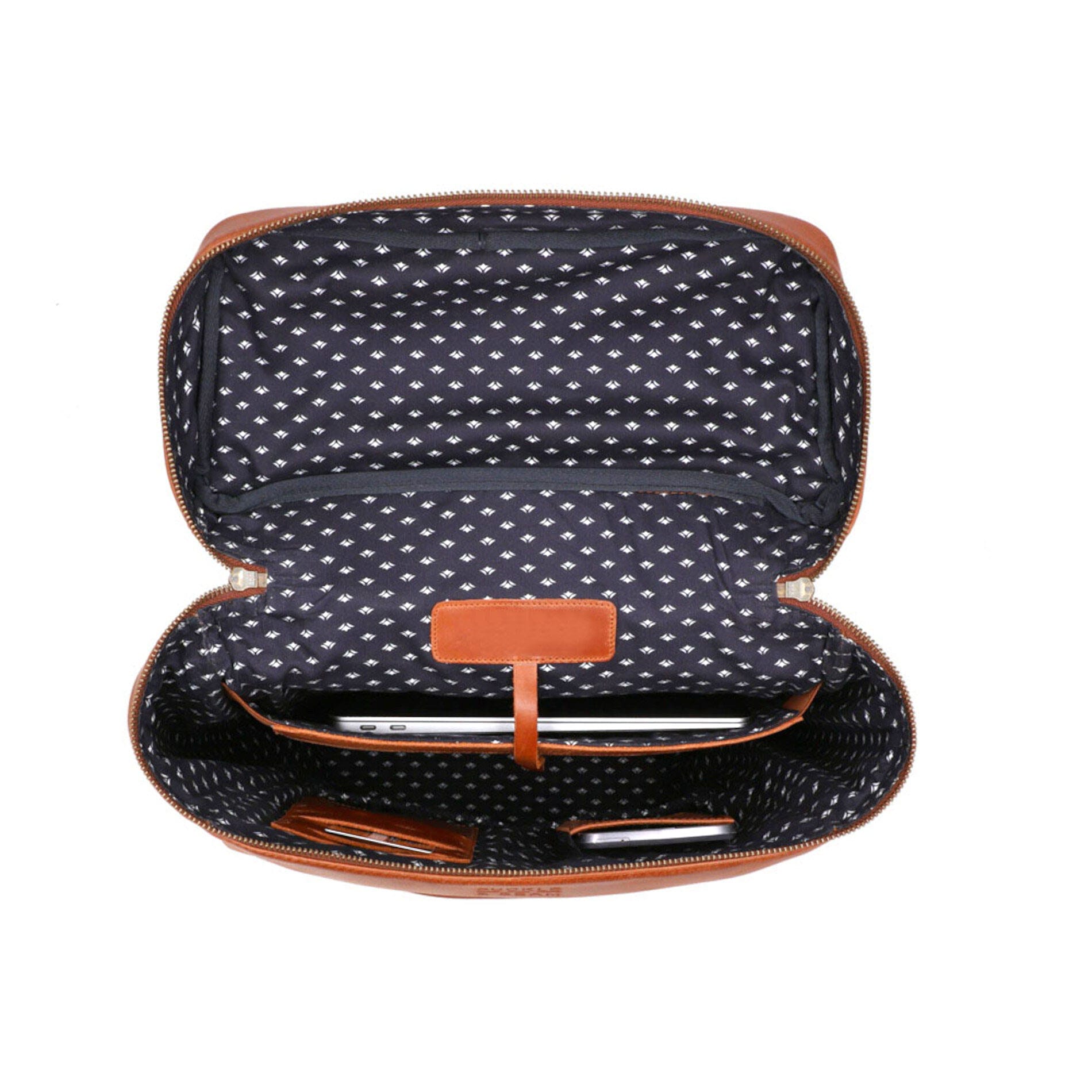 Siwa leather backpack - Cognac / Dots