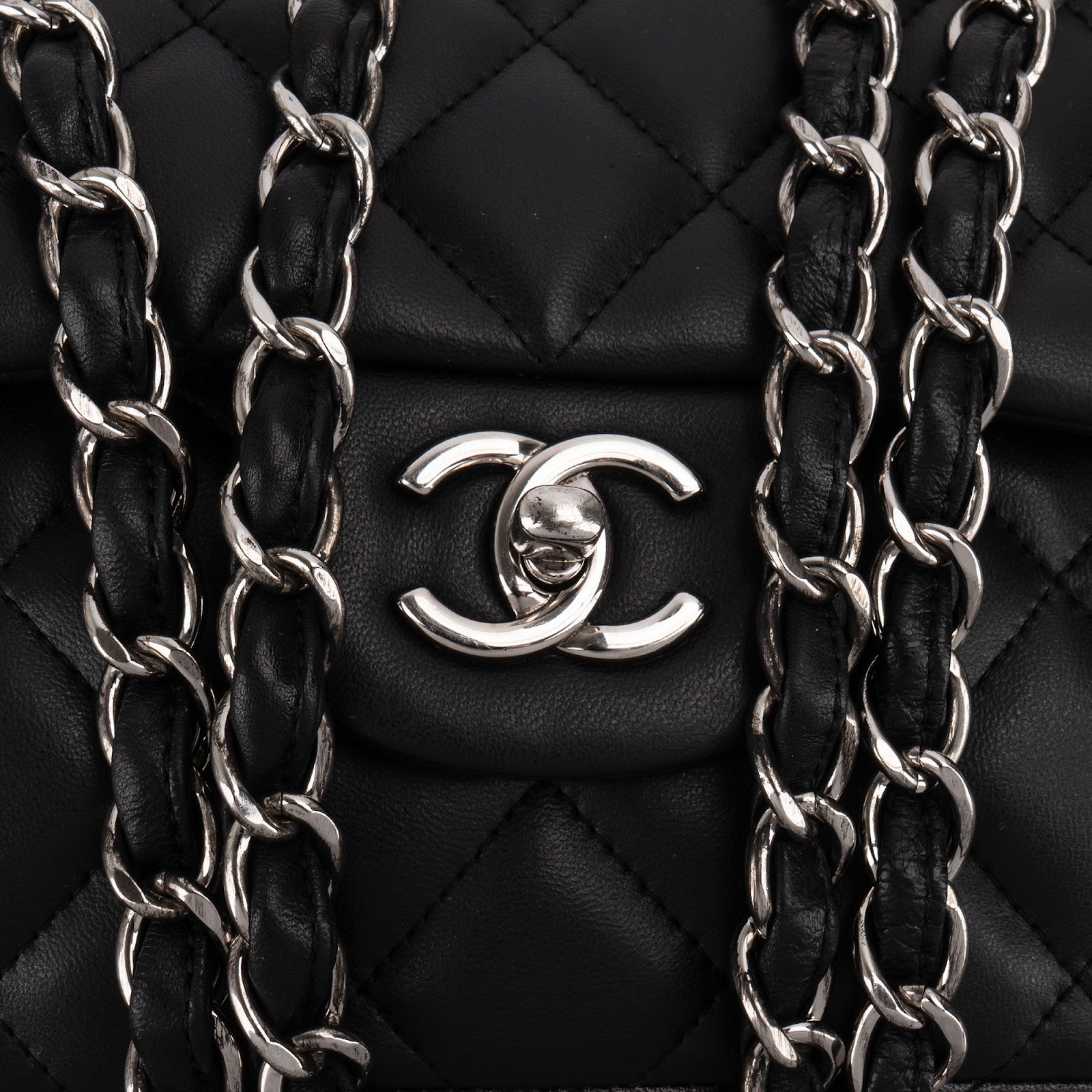 Chanel Quilted Lambskin Palladium Jumbo Double-Flap Crossbody Bag