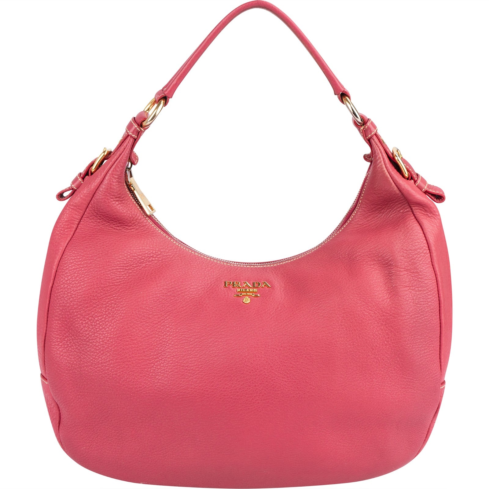 Prada Pink Leather Hobo Shoulder Bag