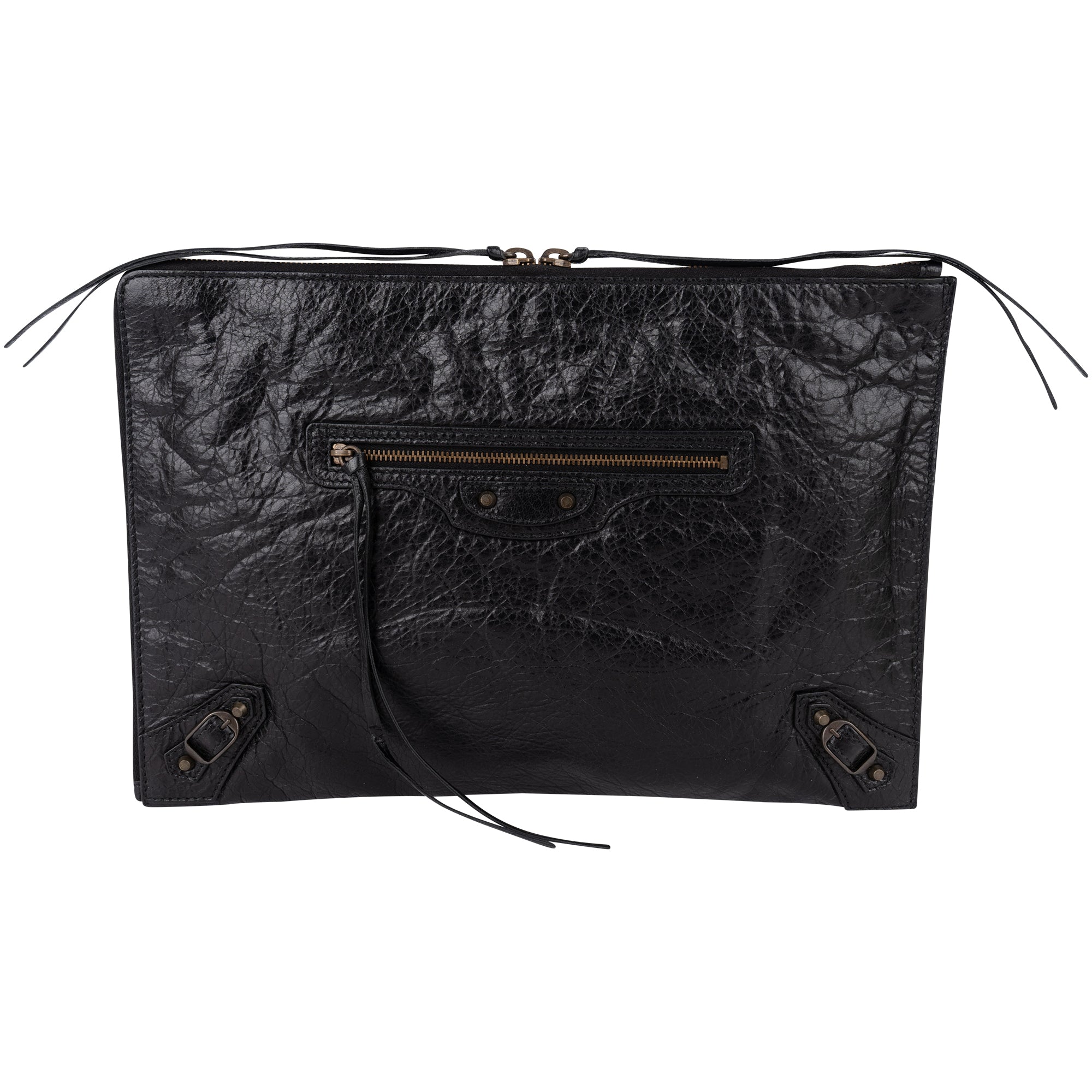 Balenciaga Balck Leather Classic Envelope Clutch
