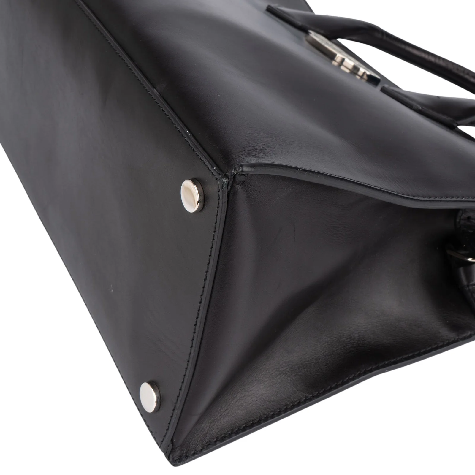 Balenciaga Black Leather Marble Padlock Tote Shoulder Bag