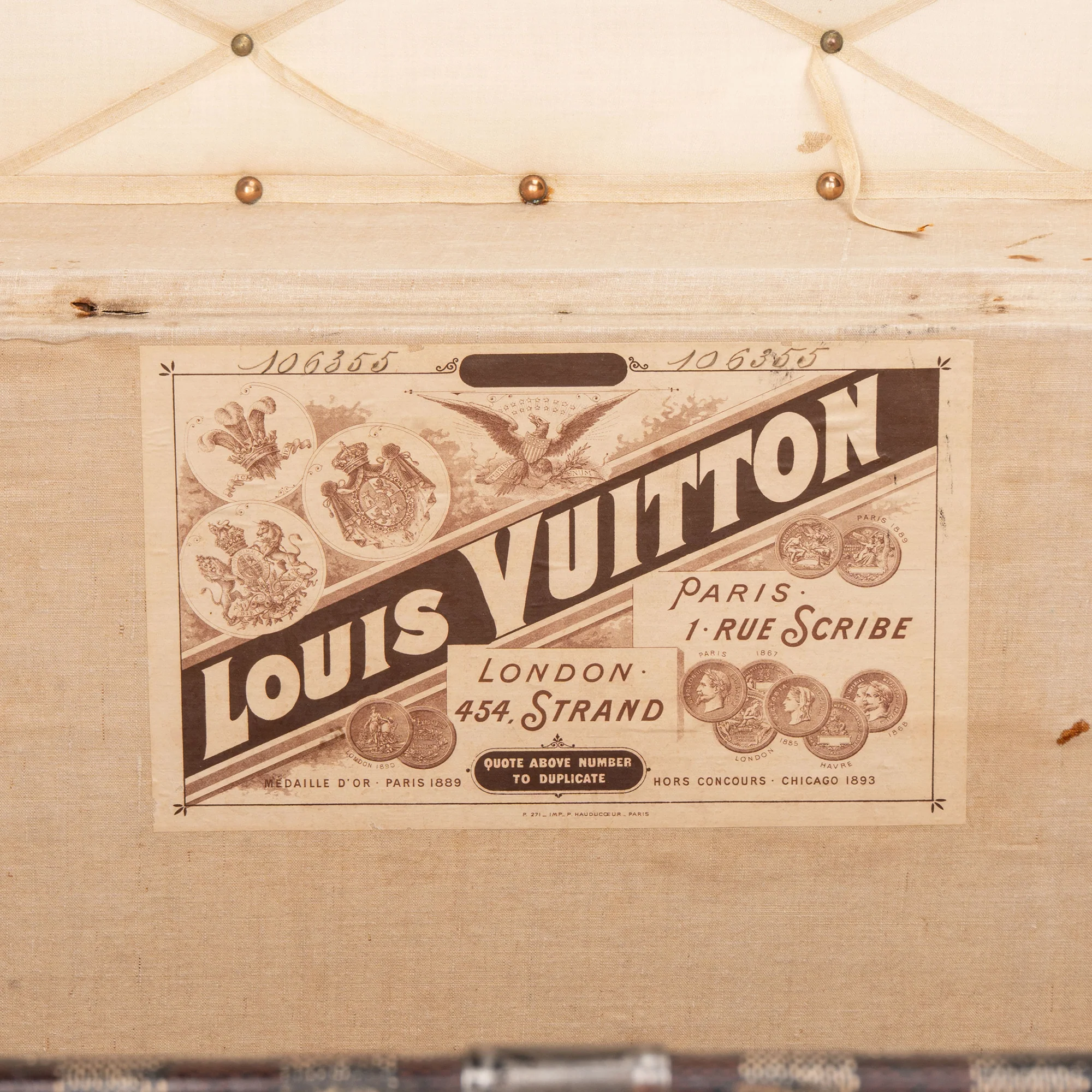 Louis Vuitton Damier Mark 2 c.1890s Courrier 100 Trunk Malle Koffer