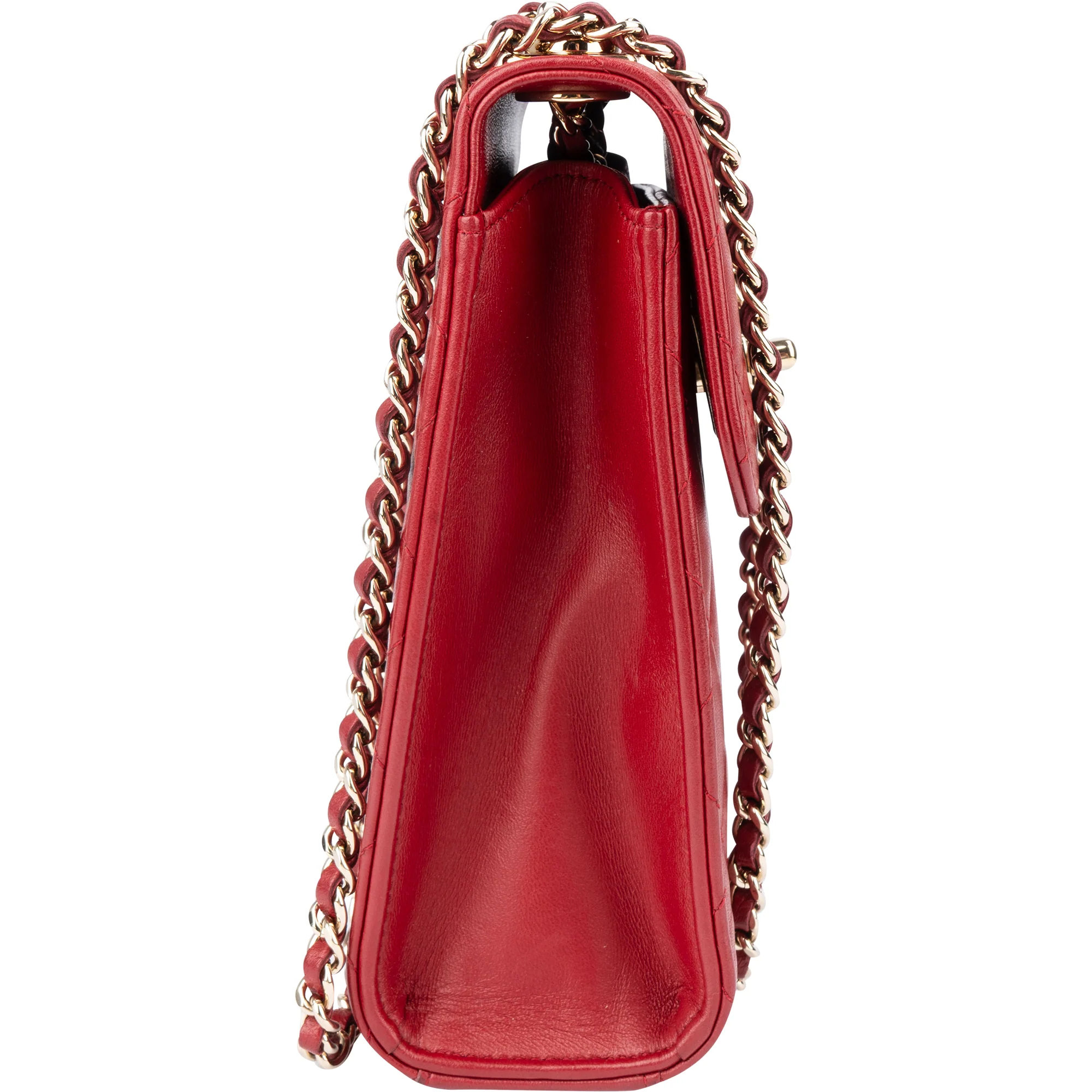 Chanel Quilted Lambskin On Chain Single Flap Crossbody Bag