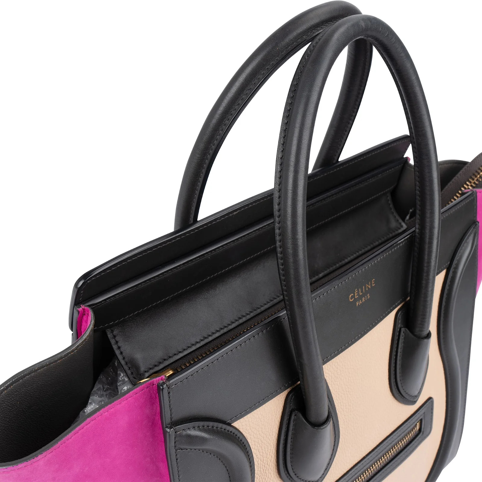 Céline Tricolor Suede Leather Luggage Handbag