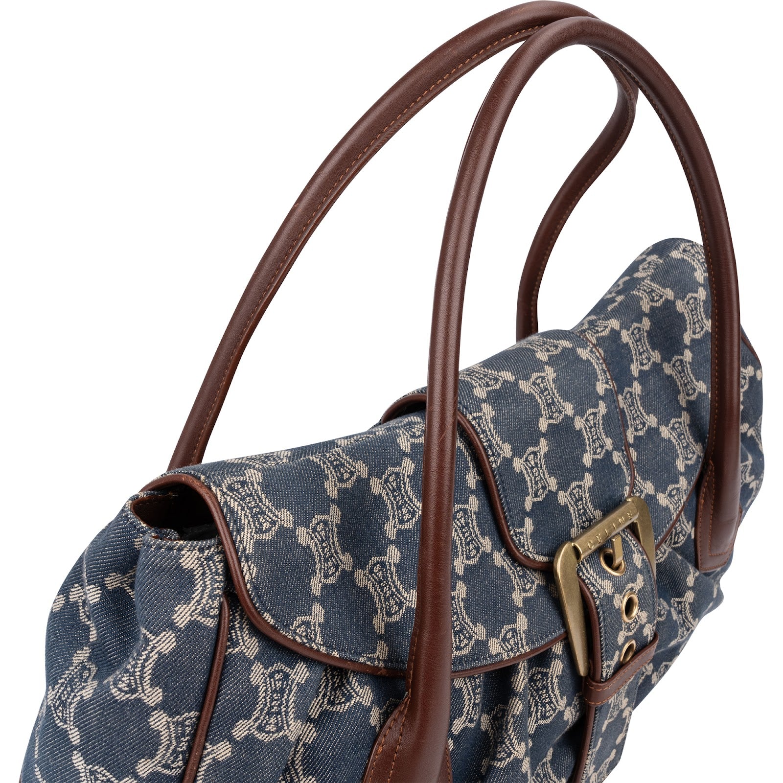 Celine Denim Macadam Monogram Buckle Handbag