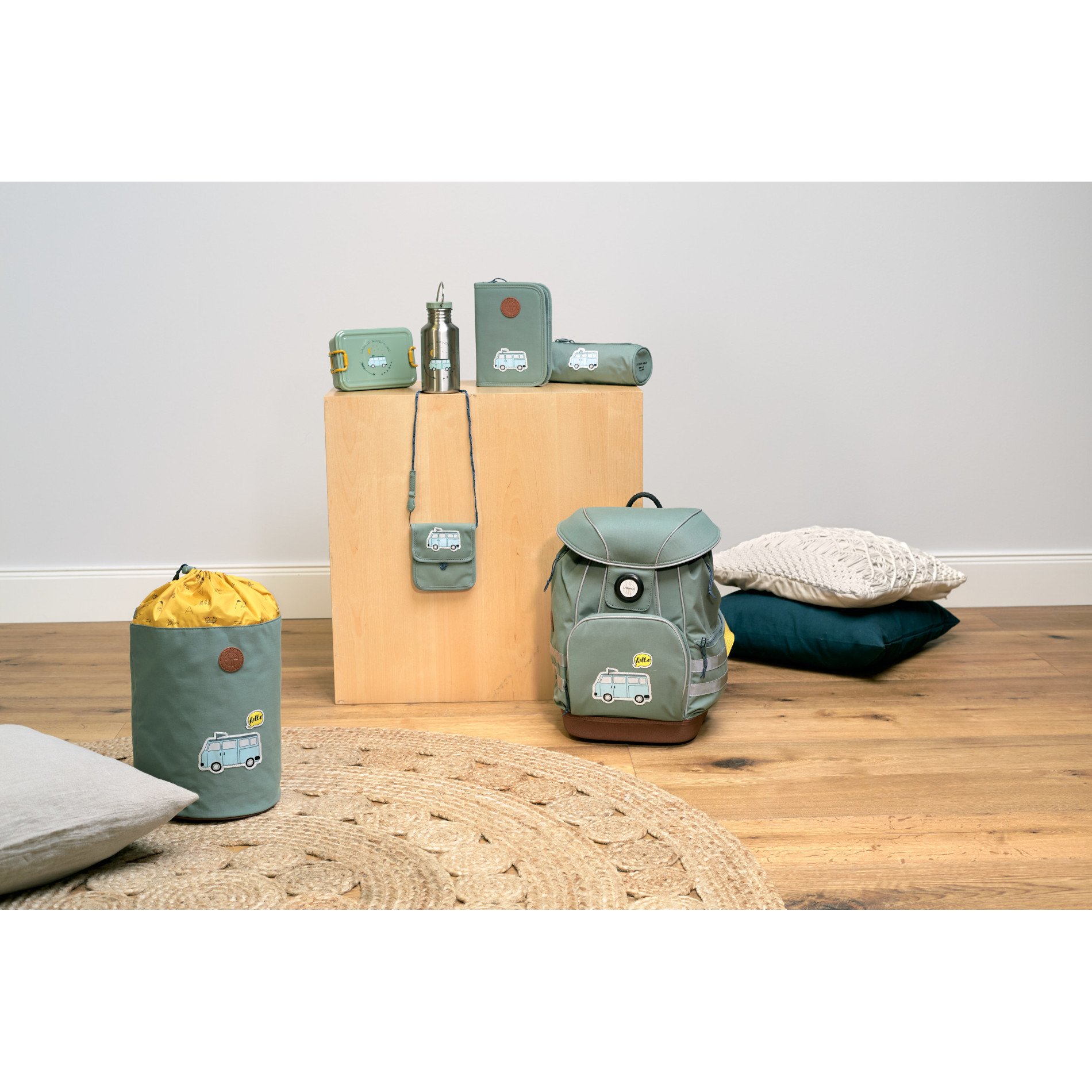 School Set Slim Adventure Bus Schulranzenset 5tlg. - oliv