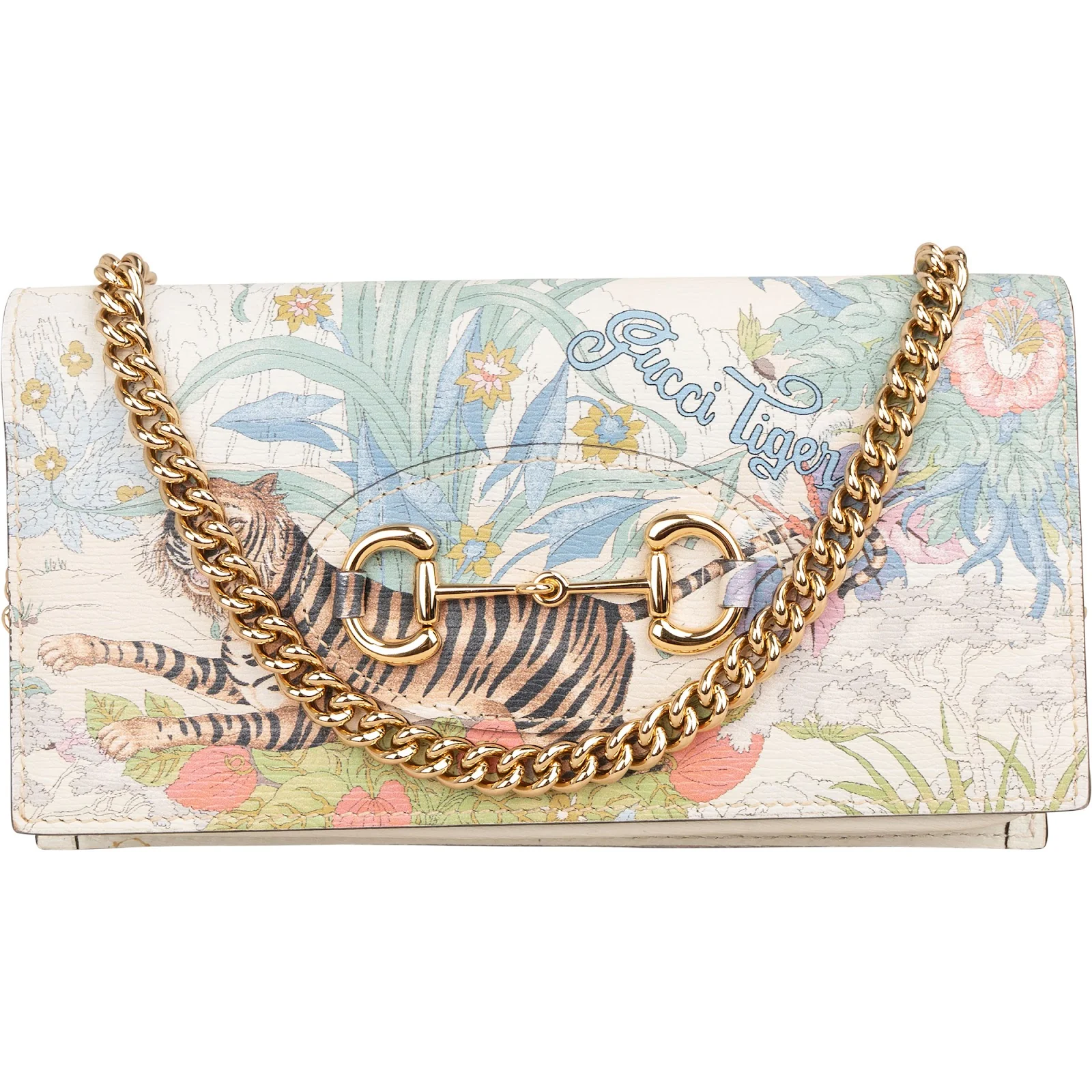 Gucci Tiger Print Horsebit 1955 Chain Wallet on Chain Crossbody Bag