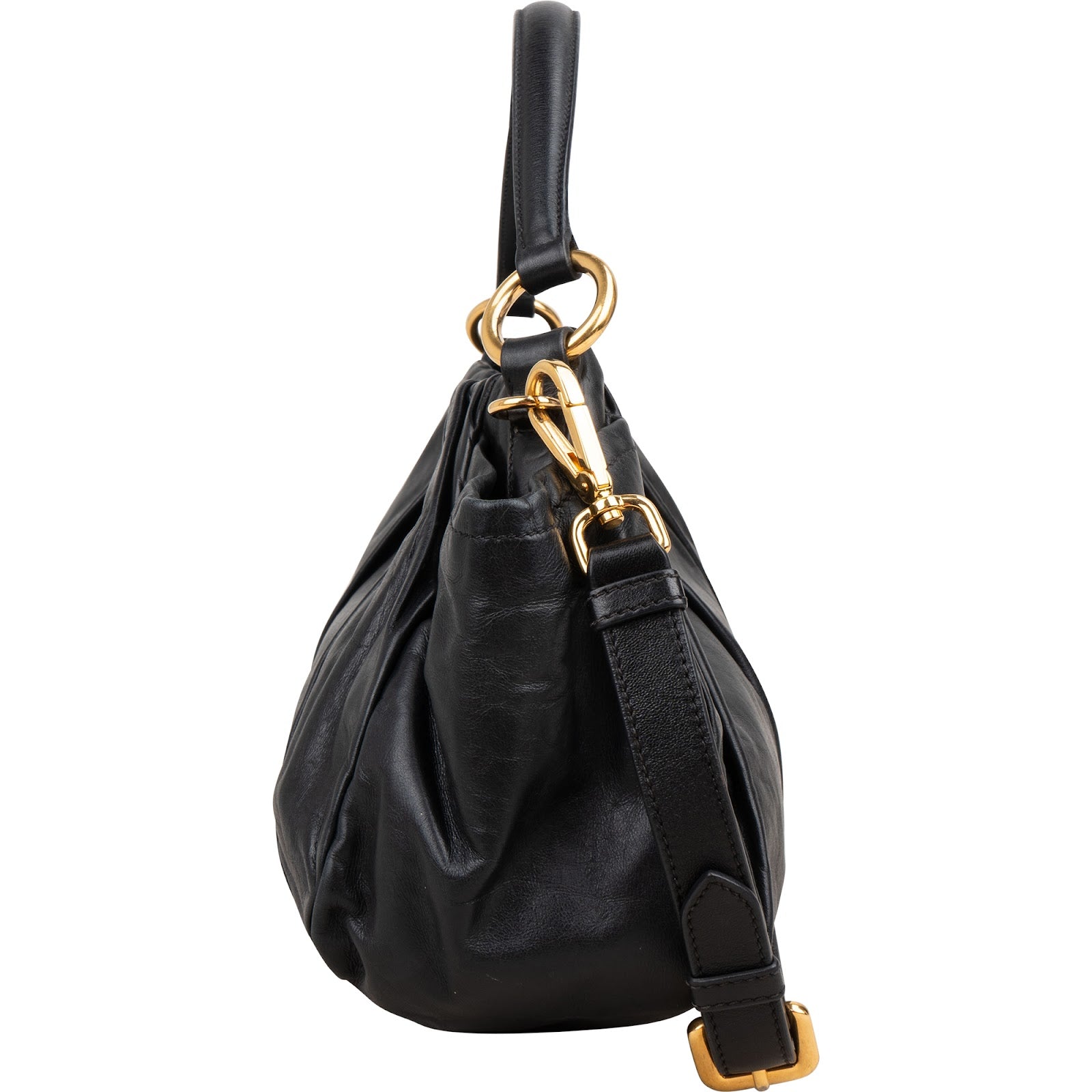 Prada Nappa Leather Gathered Hobo Shoulder Bag