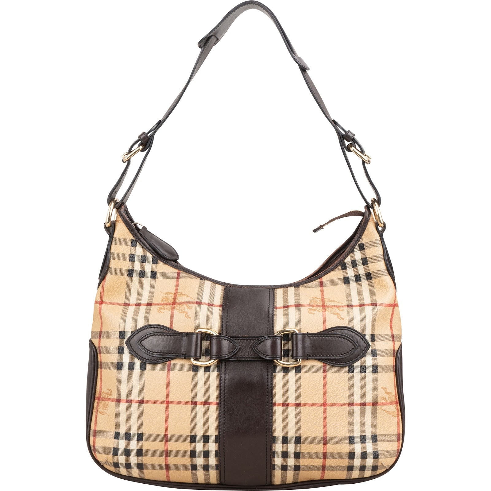Burberry - Haymarket Check Bridle Hobo Schultertasche
