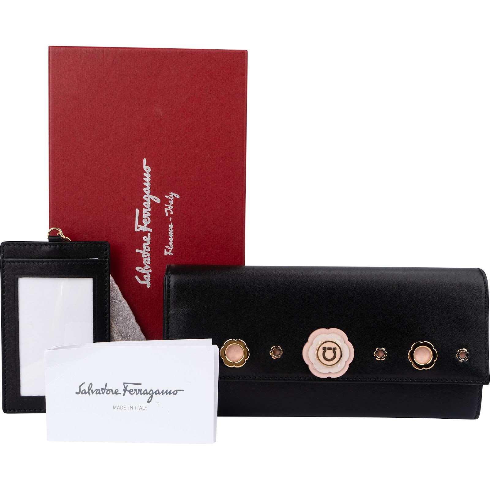 Salvatore Ferragamo Leather Diadora Pins Flap Wallet