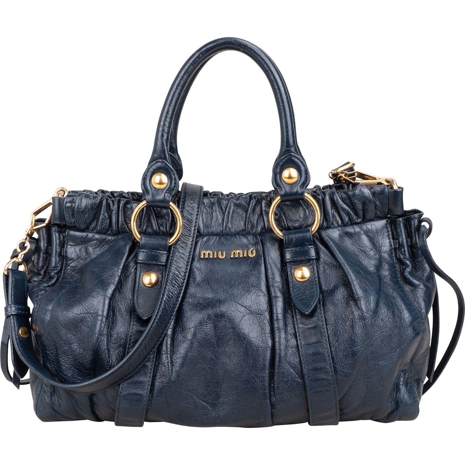 Miu Miu – Vitello Lux Drawstring Satchel Crossbody Bag