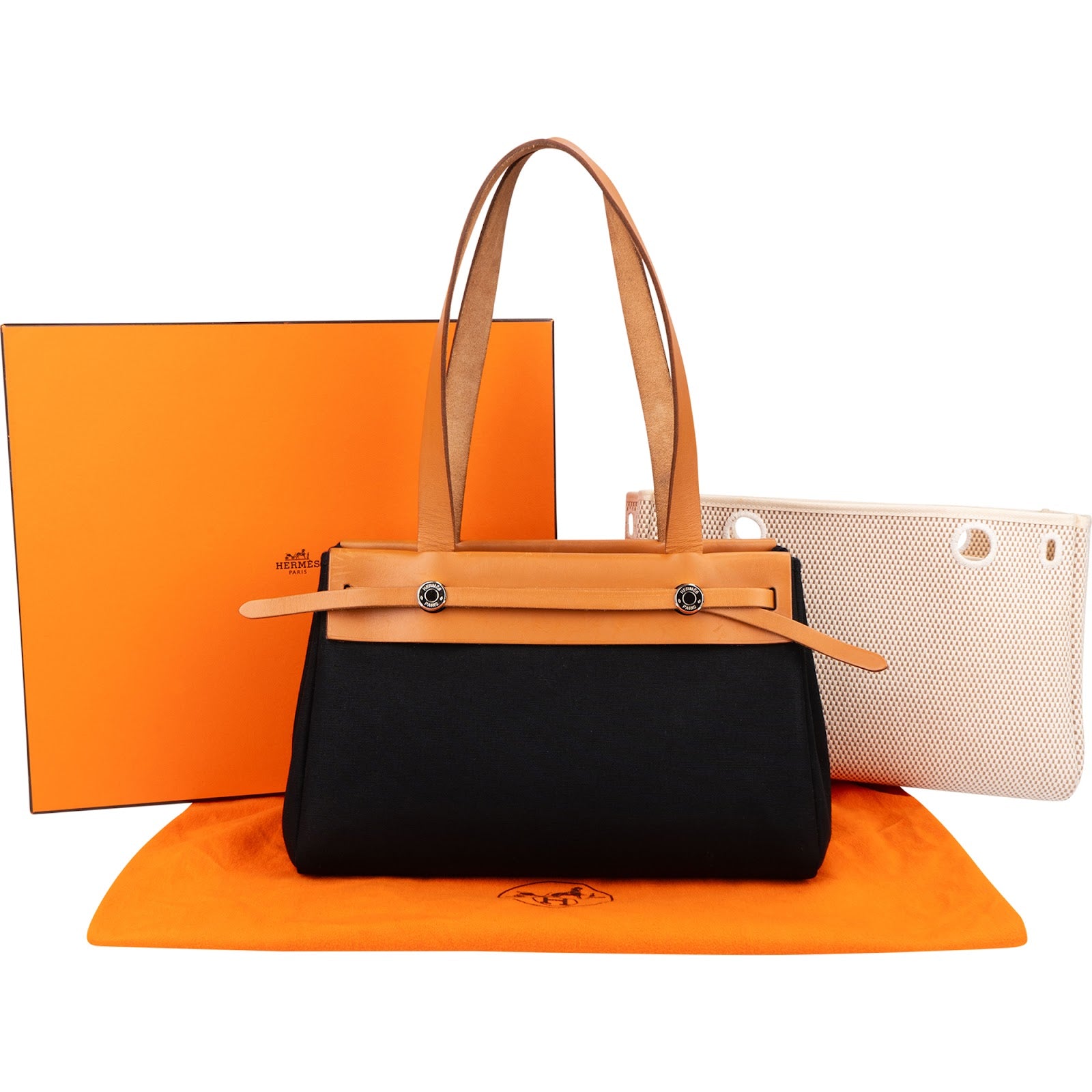 Borsa a tracolla Hermès Cabas PM in tela e pelle