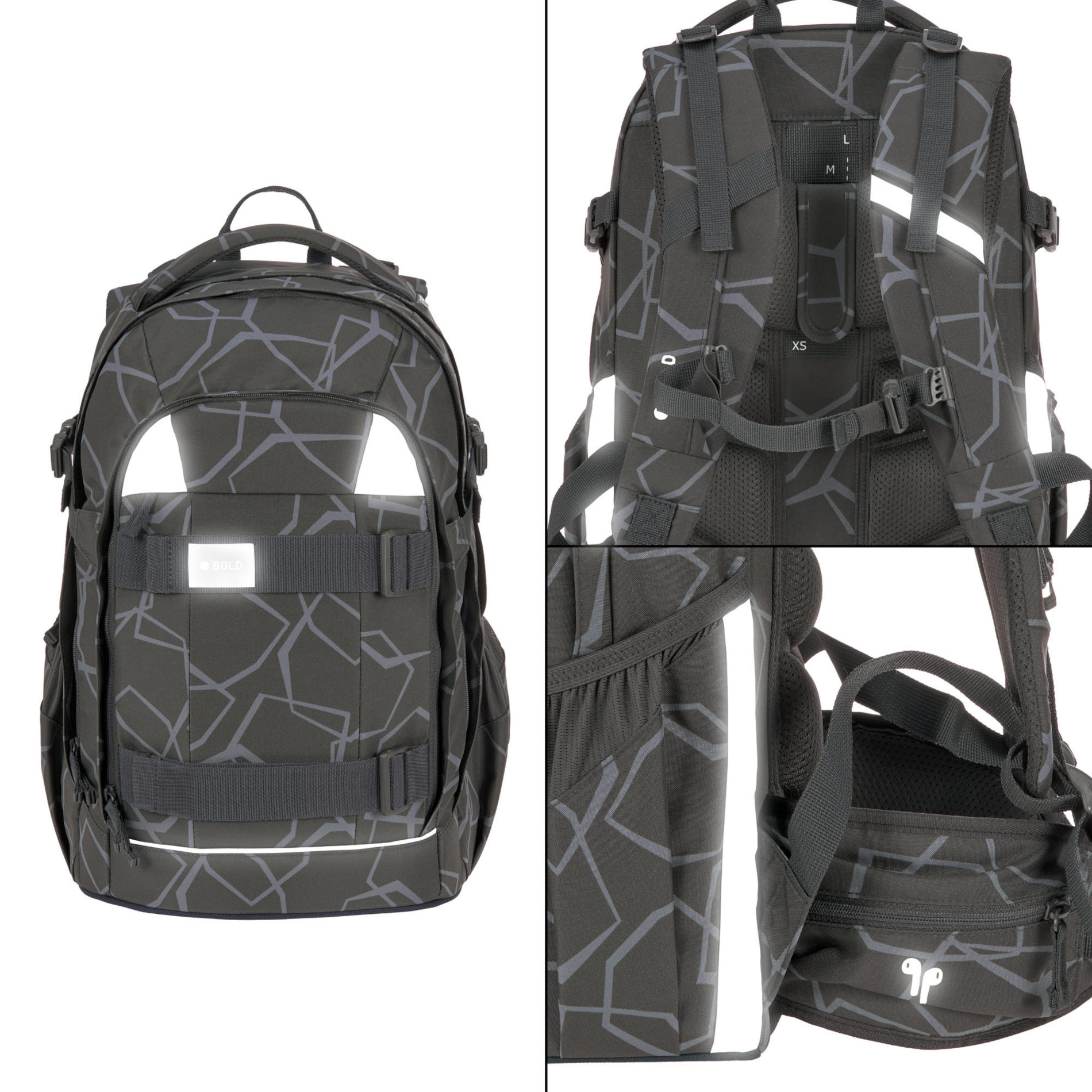 School Backpack Origin Bold - Edges Grey