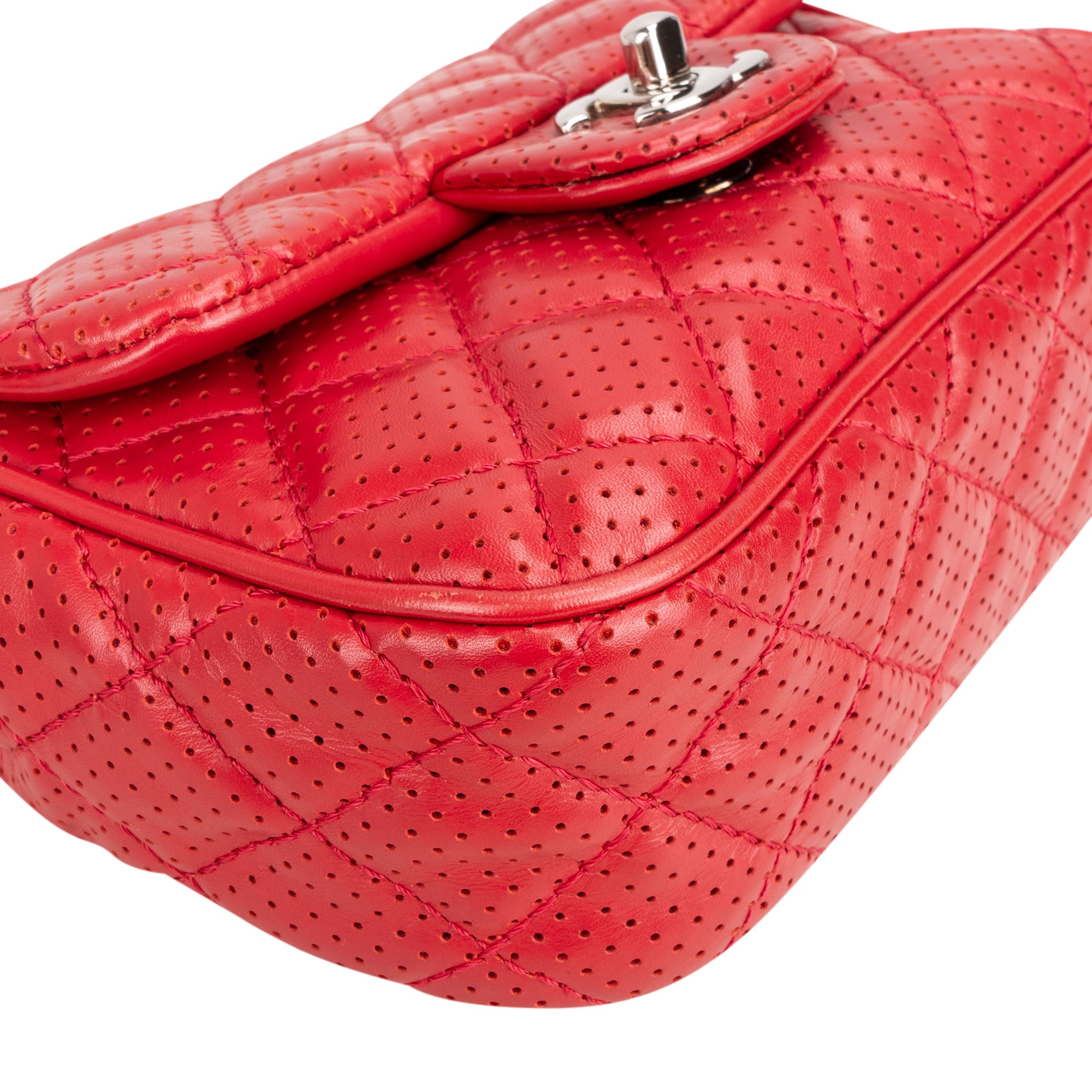 Chanel Quilted Perforated Lambskin Single Flap Crossbody Bag