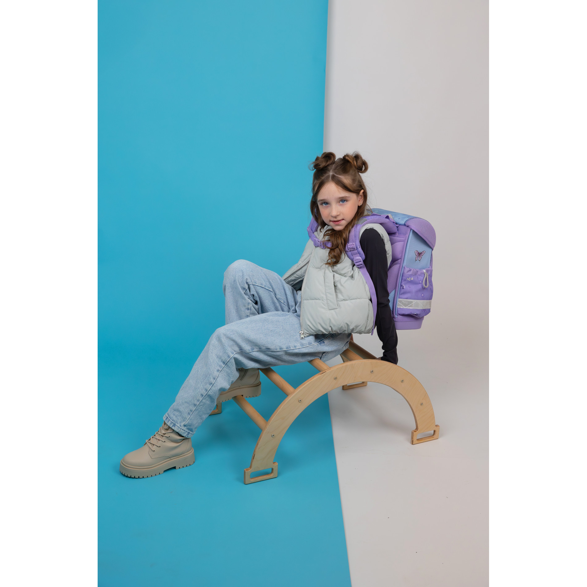 Classy ergonomisches Schulranzenset 4tlg. - Purple Blue Butterfly