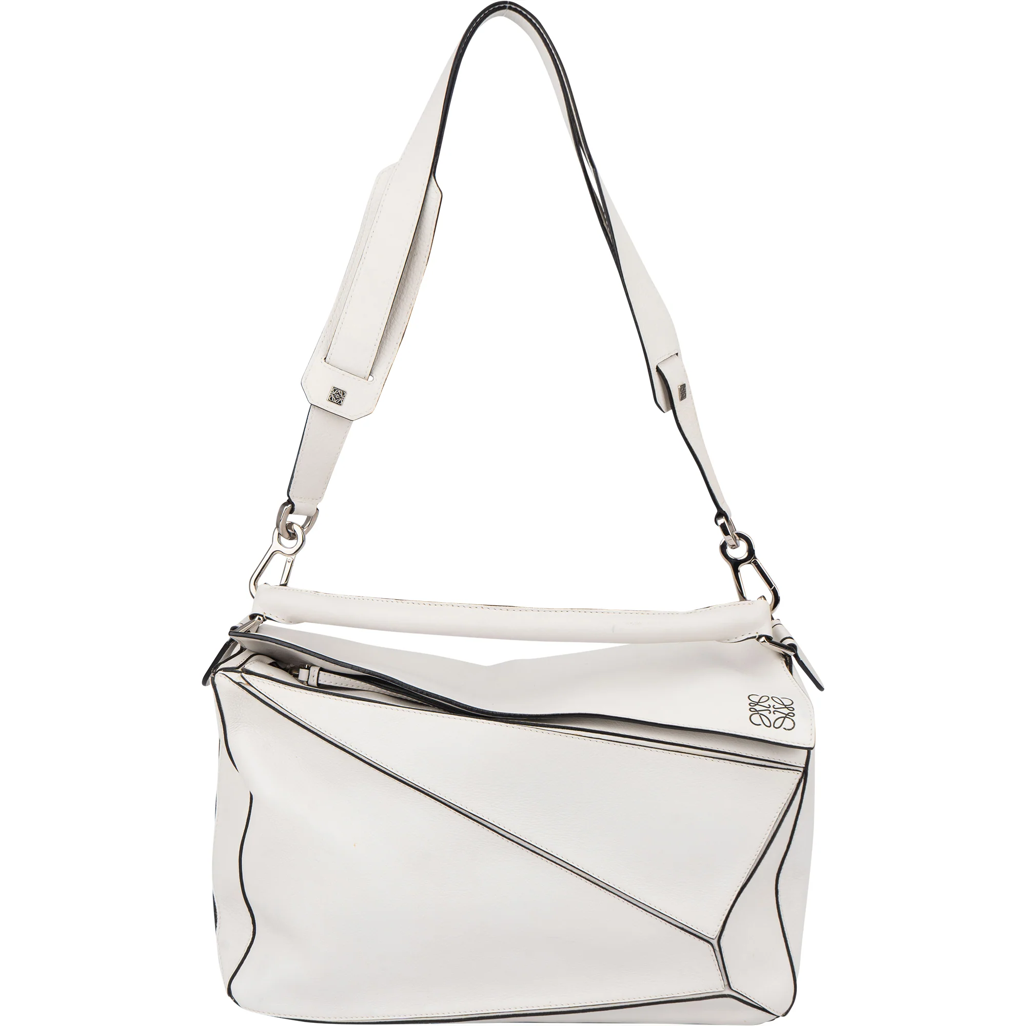 Loewe White Leather Puzzle Handbag