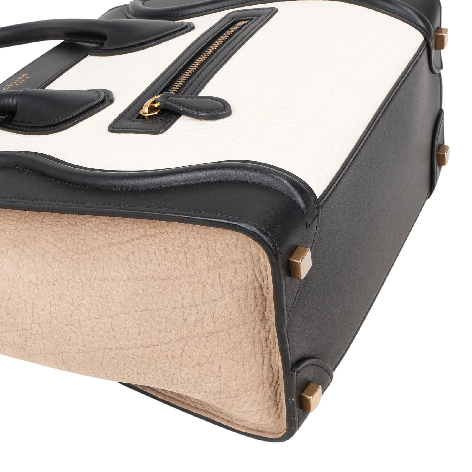 Céline Grained Tricolor Leather Luggage Handbag