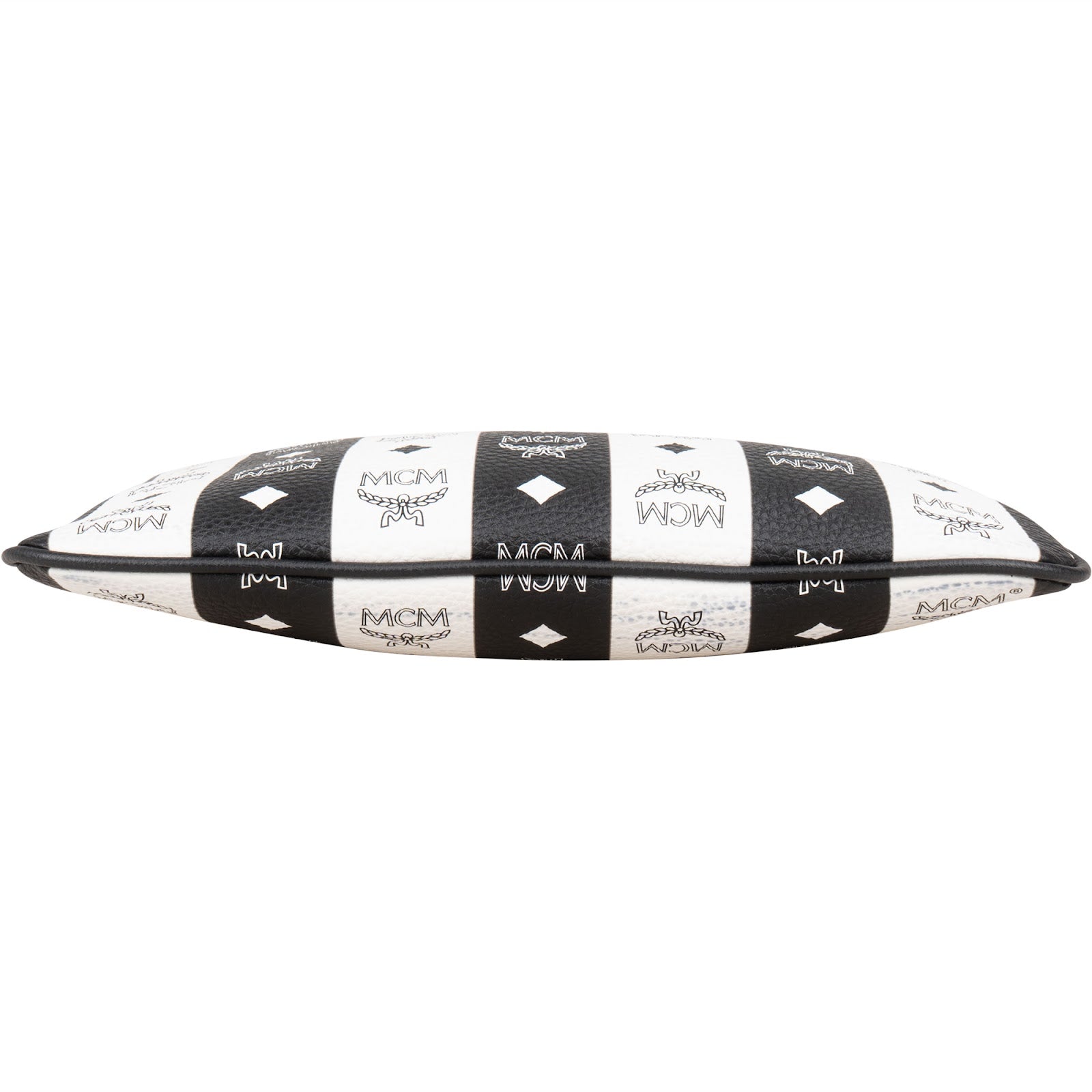 MCM Monogram Visetos Black and White Vertical Stripe Liz Clutch