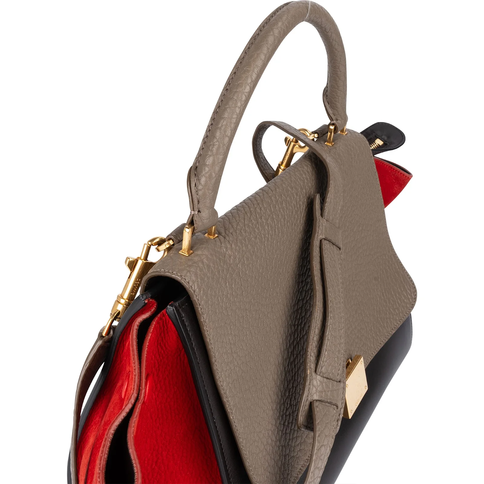 Céline Suede Leather Trapeze Handbag Tricolor