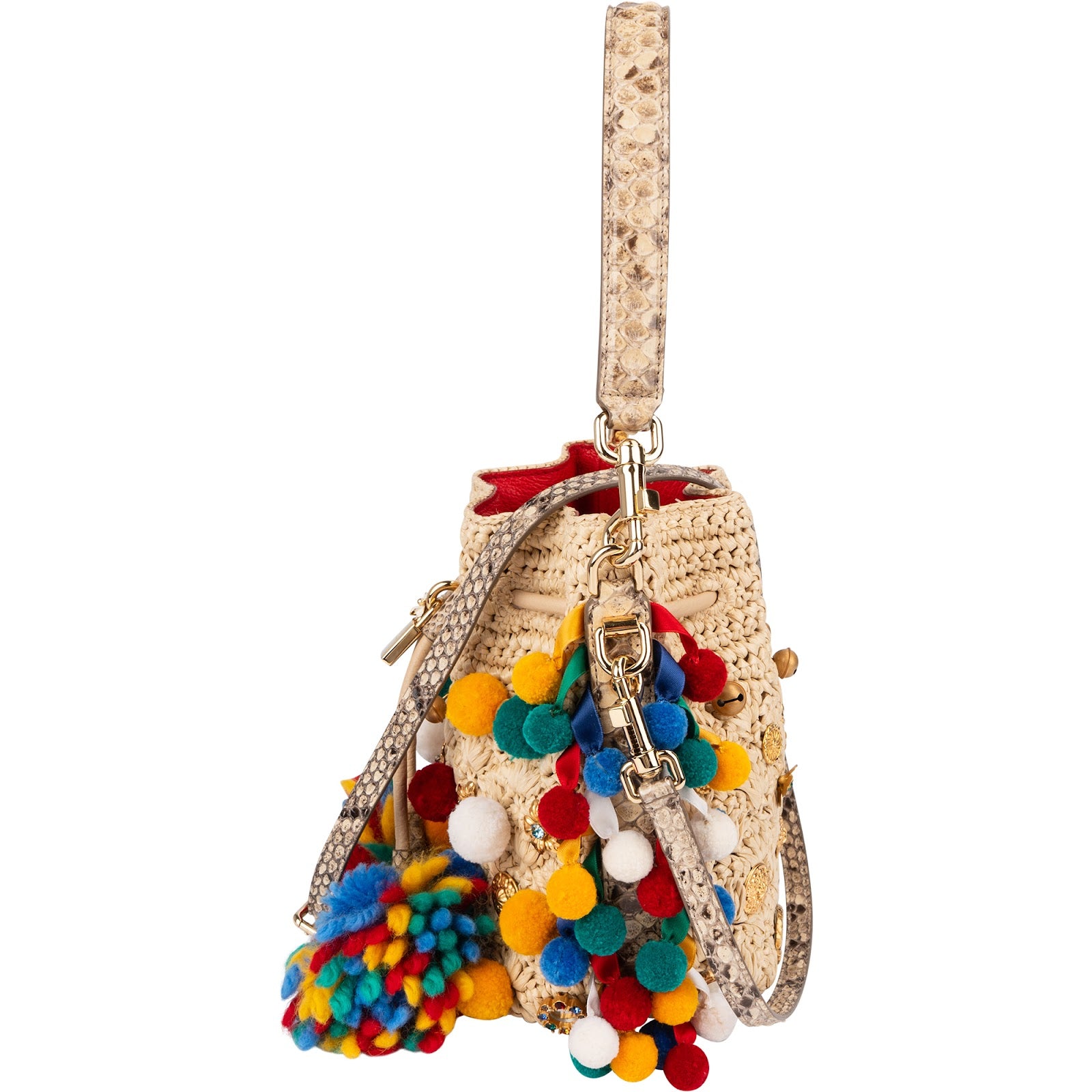 Dolce & Gabbana – Claudia Pom-Pom Embellished Bucket Handbag