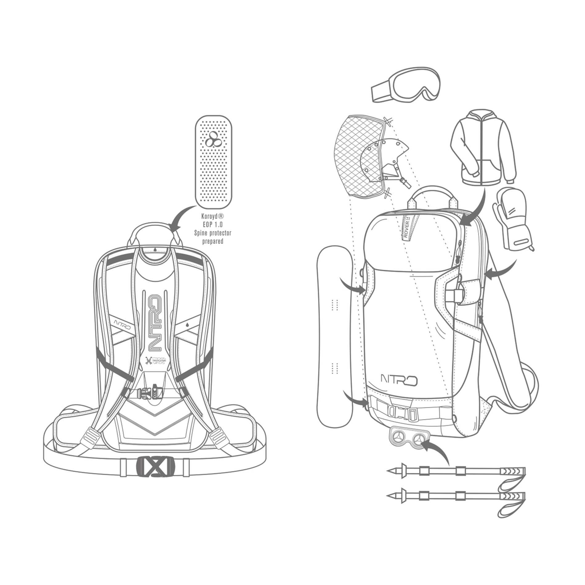 Snowboardrucksack ROVER 14 - Arctic